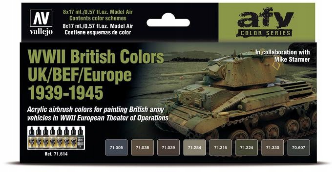 Vallejo: 71.614 Afv Britské Barvy Pro Druhé Světové Války Uk/bef/evropa 1939-1945 (8x17 ml)