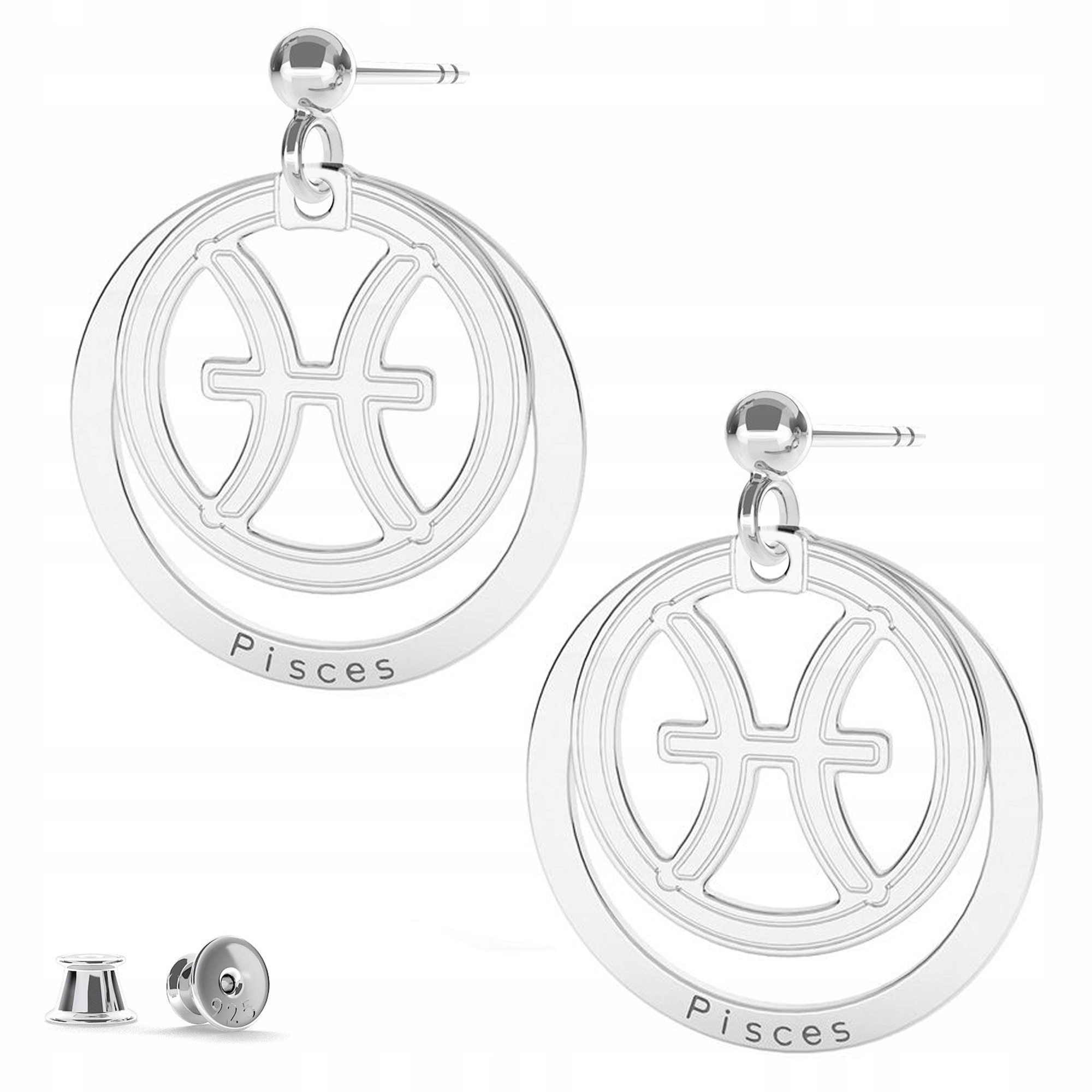 Stříbrné náušnice Znamení Zvěrokruhu Ryby 925