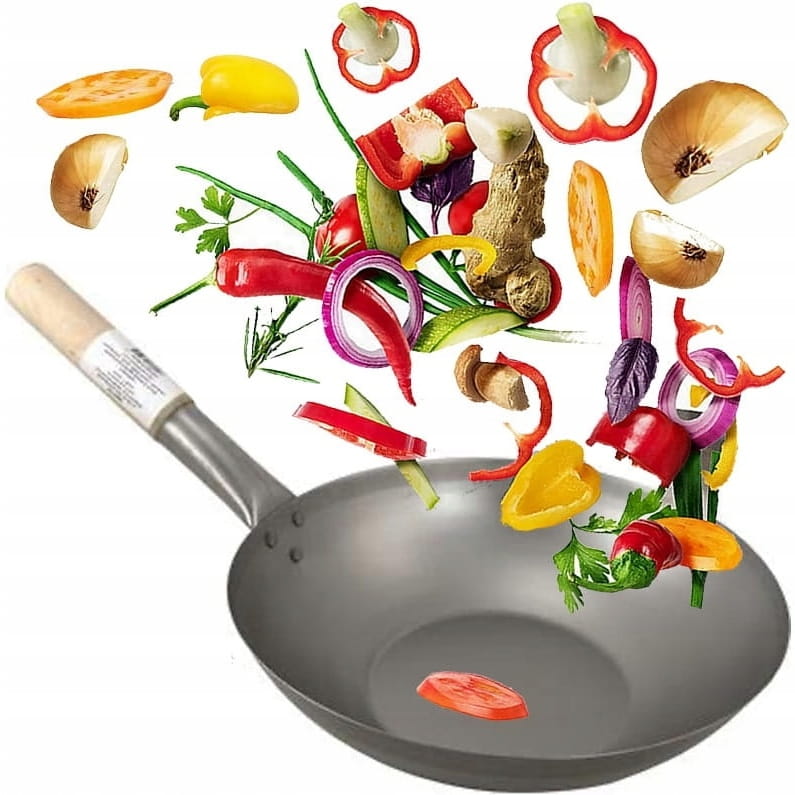 Čínská pánev Wok Ocel Průměr 15 palců 38 Cm Ploché Dno H&s