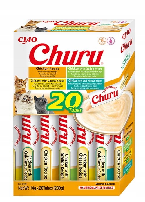 Levně Pamlsek pro kočky Inaba Cat Churu Varieties Chicken 20 x 14 g