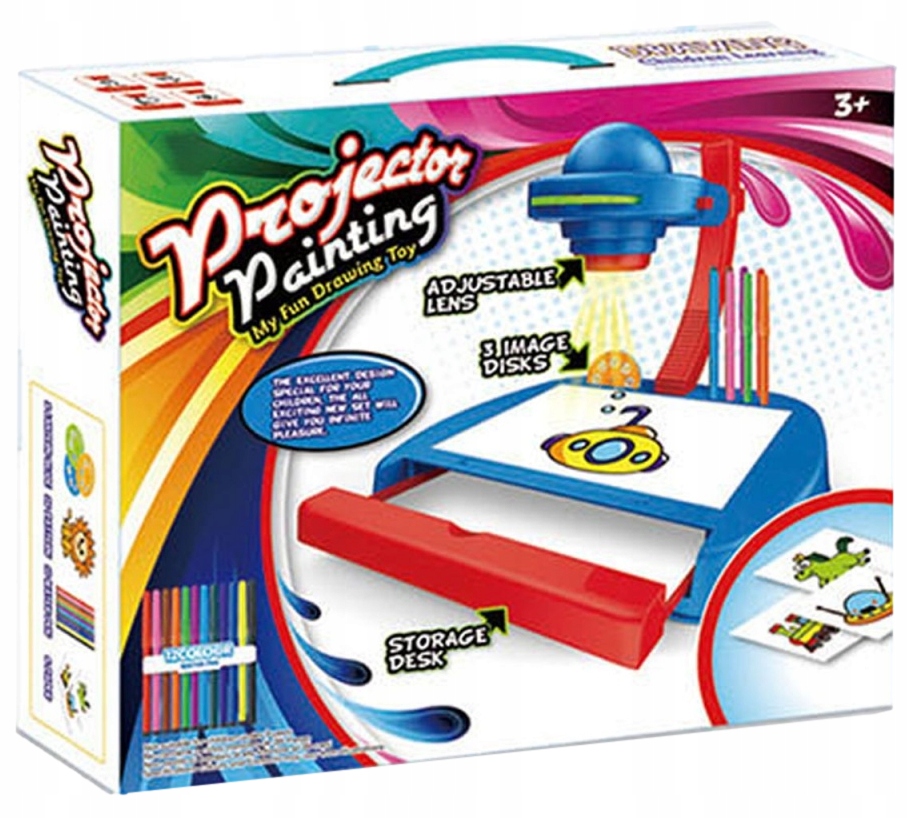 Duży Projektor Rzutnik do Rysowania Slajdy Pisaki Bohater brak