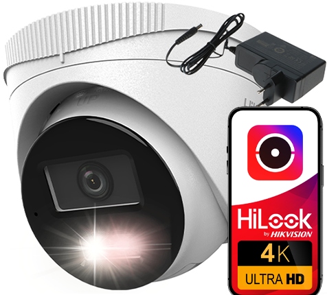 8Mpx UltraHD vonkajšia Ip kamera HiLook Hikvision IPCAM-T8-30DL Napájací adaptér