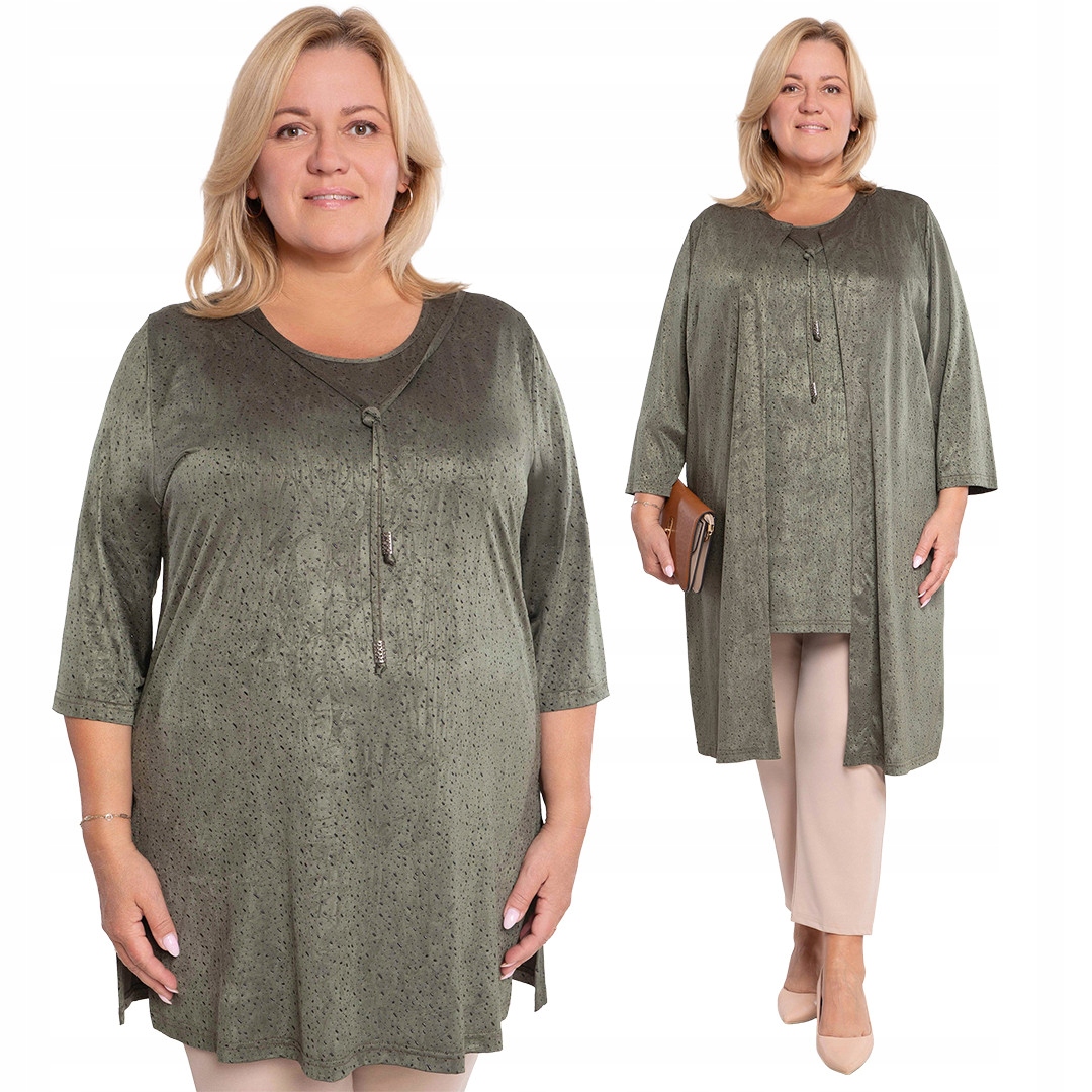 Zelená tunika s lehkým kardiganem 48