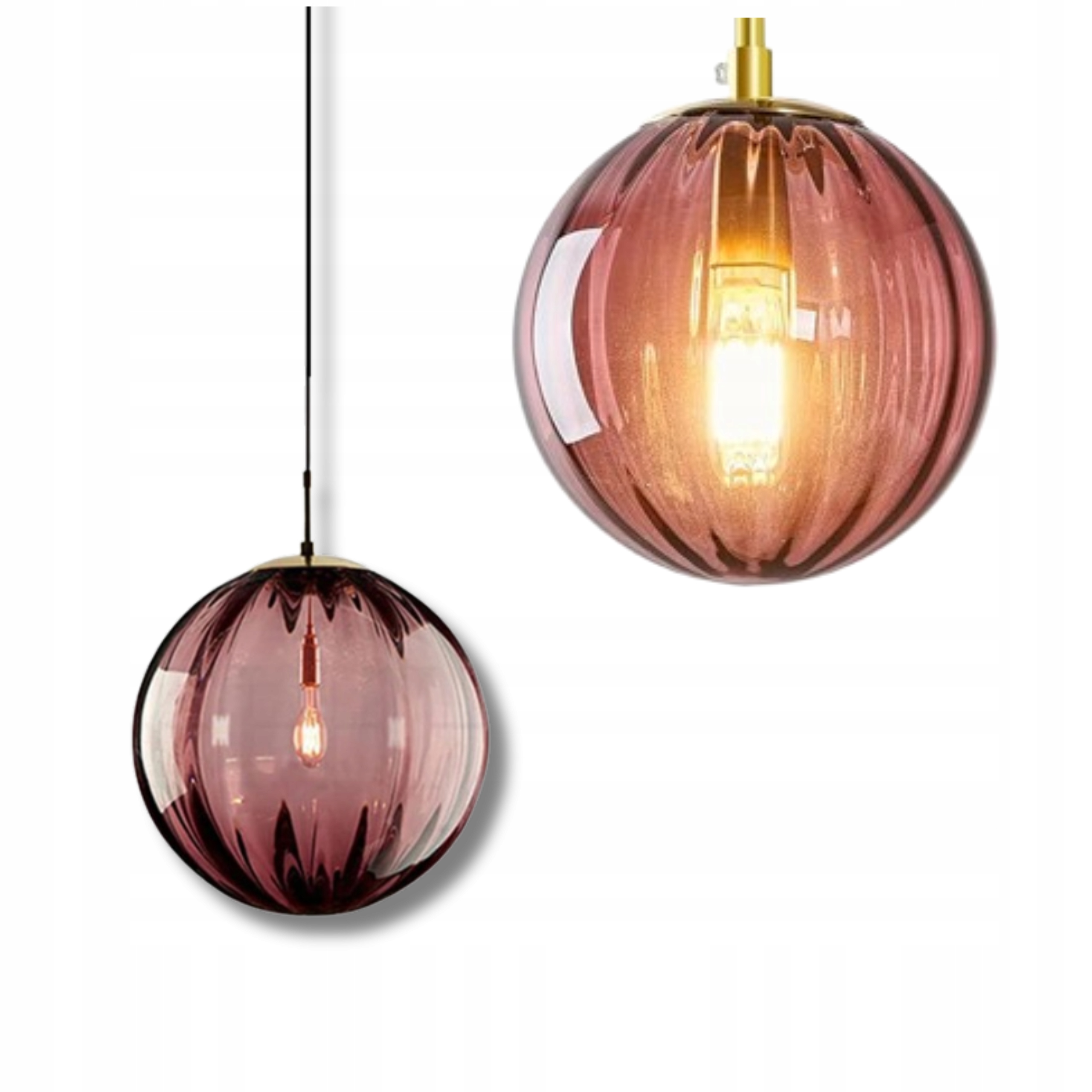 Červená skleněná retro závěsná stropní lampa nad kuchyňským ostrovem do kuchyně