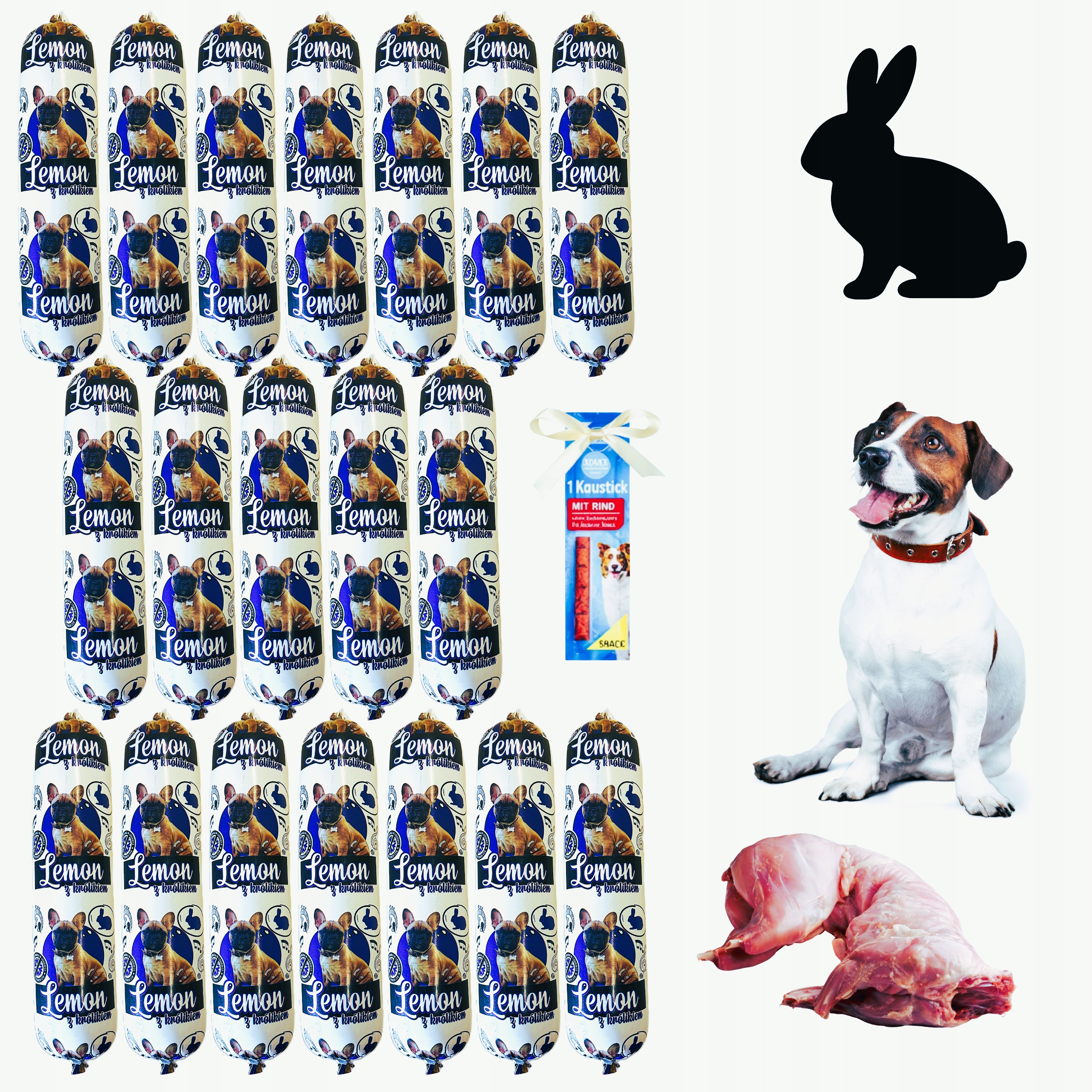 Tyčinka pro psa s králíkem Lemon 19x1KG 90% krmivo bez chemie