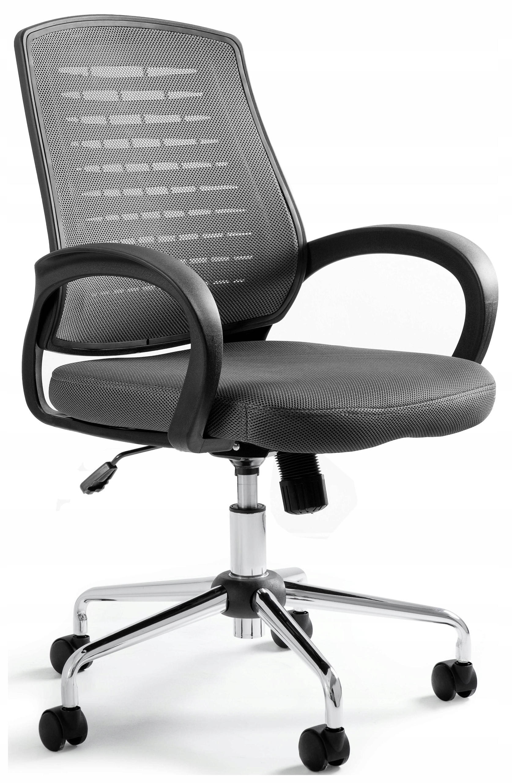 Fotel Biurowy Tiger Szary Krzesło Obrotowe Ergonomiczne Siatkowe 130kg