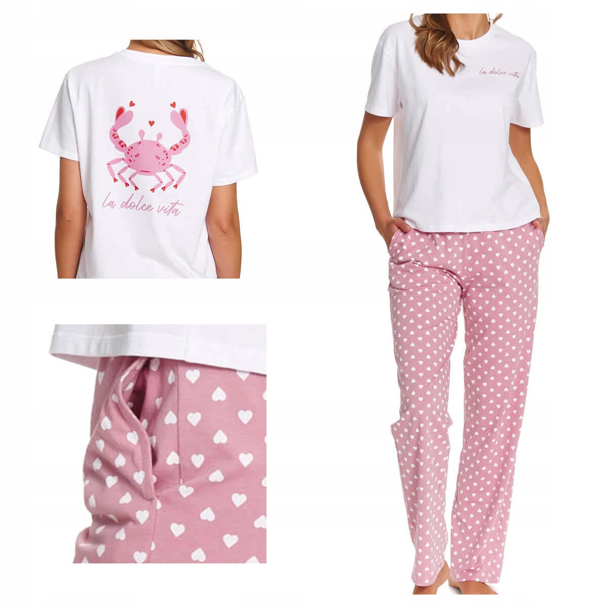Doctor Nap Dámské bavlněné pyžamo s krátkým rukávem Pm 7456 hearts L