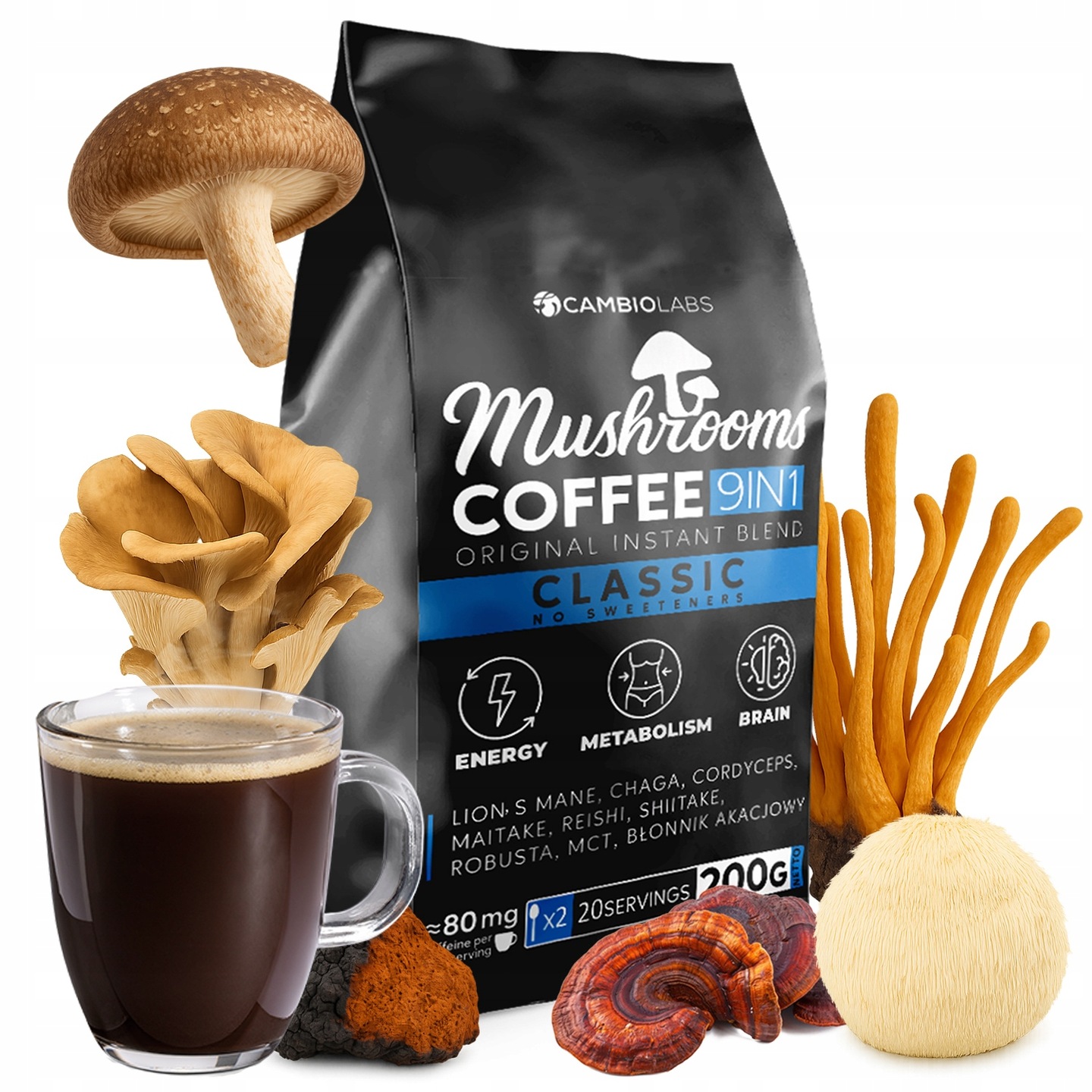 Levně Káva Z Hub Lions Mane Cordyceps Chaga Reishi Shitakee Mct olej Vláknina