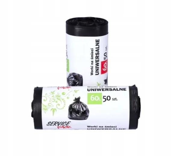 

Worki na śmieci czarne 60L Service Pack (50 szt)
