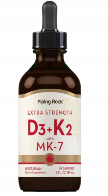 PipingRock Vitamín D3 2000IU K2 80 mcg tekutý 59 ml vege s olivovým olejem