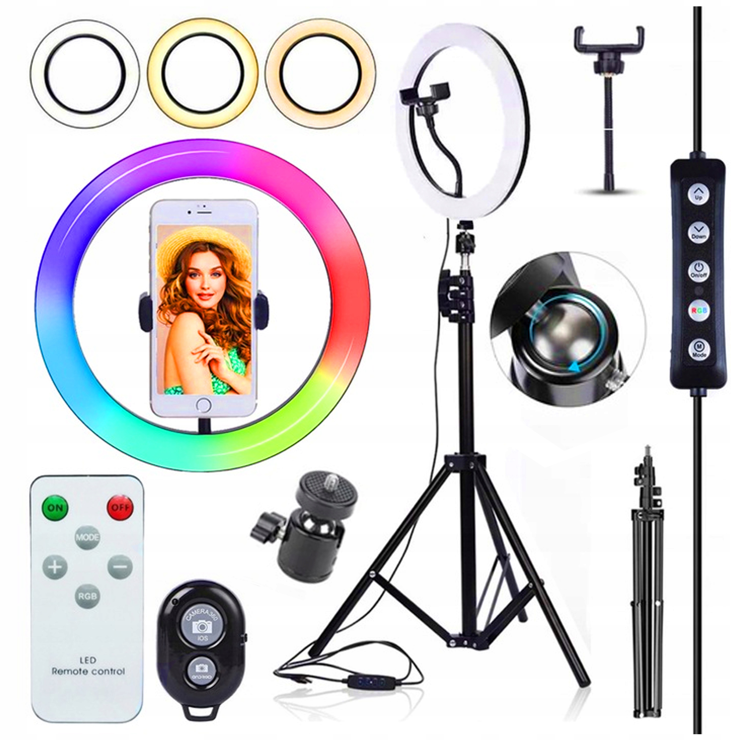 Svítilna Prstencová Led Ring Stativ Rgb Světla Selfie Focení