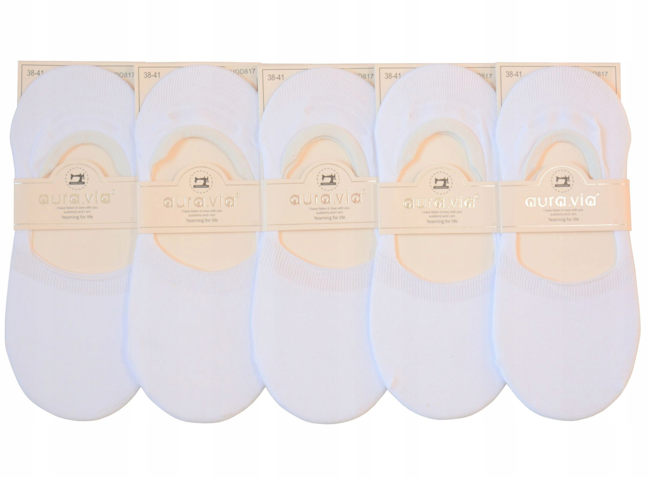 STOPKI mokasyny 35-38 super bawełna 5 PAR BIAŁE