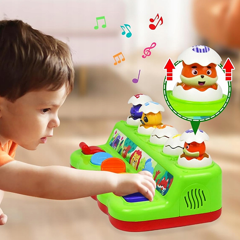 WYSKAKUJĄCE ZWIERZĄTKA INTERAKTYWNA ZABAWKA ĆWICZ RĄCZKI Z MUZYKĄ Marka bez marki