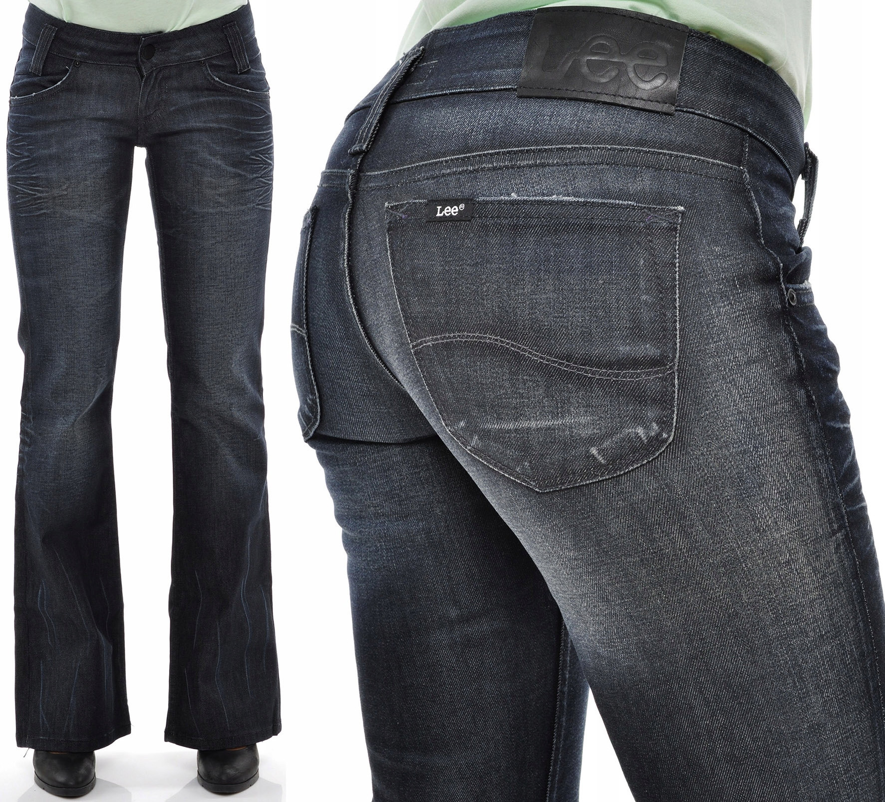 LEE spodnie BOOTCUT low NAVY jeans LEOLA W26 L33 12361110495 Allegro.pl