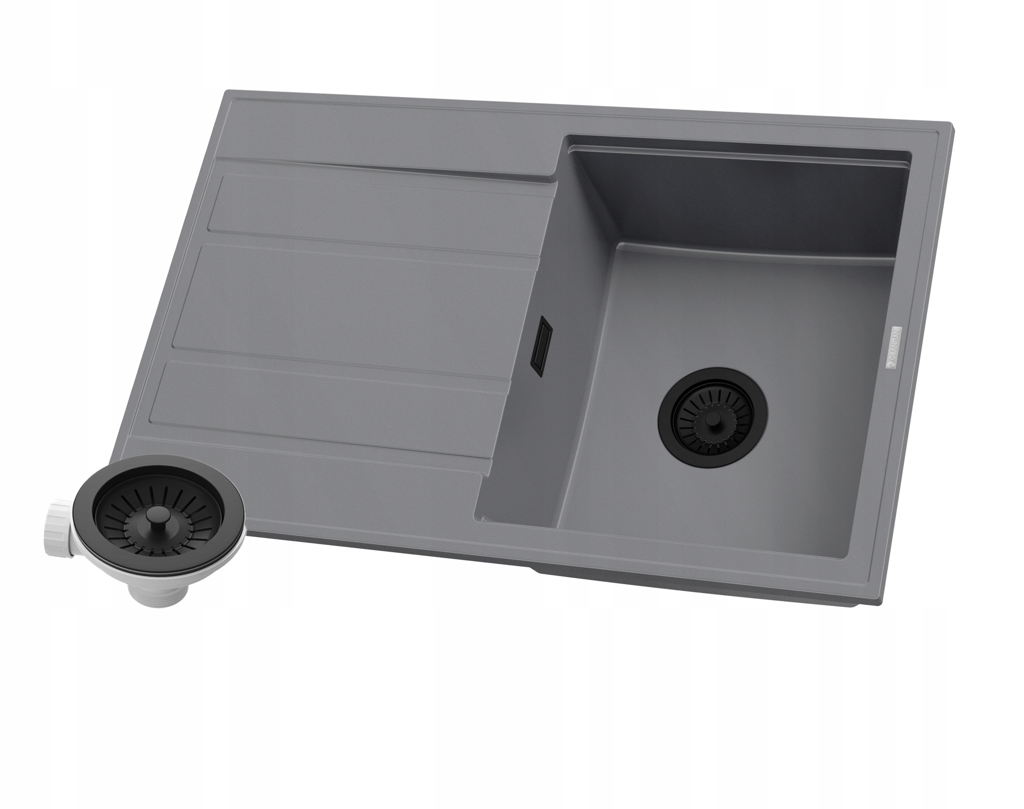 Granitový Drez, Sivý, Sada S Odkvapkávačom, Jednokomorový Sifón Timor