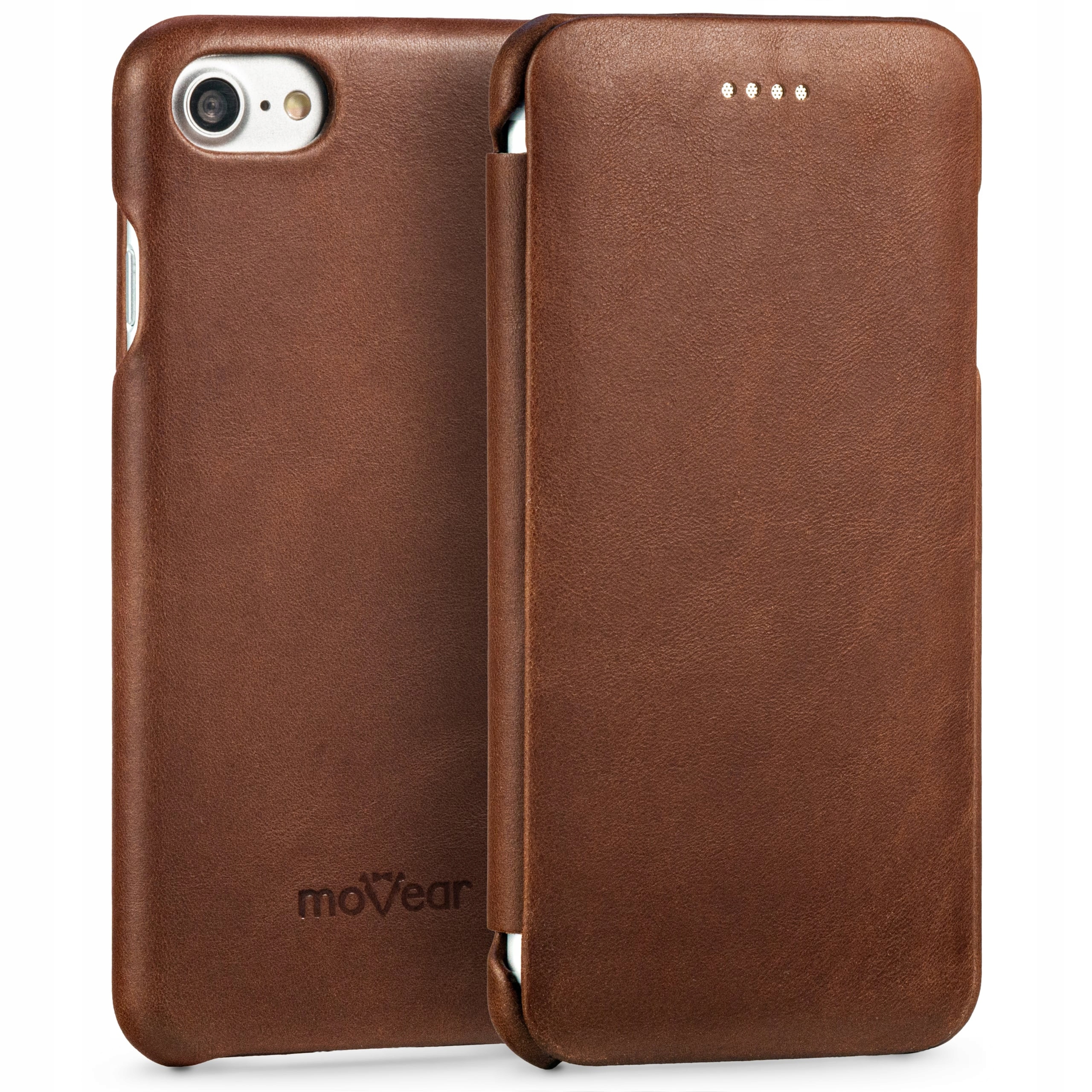 Pouzdro kožené pro iPhone Se 2022/2020 8 7 Obal book slim Černá Movear