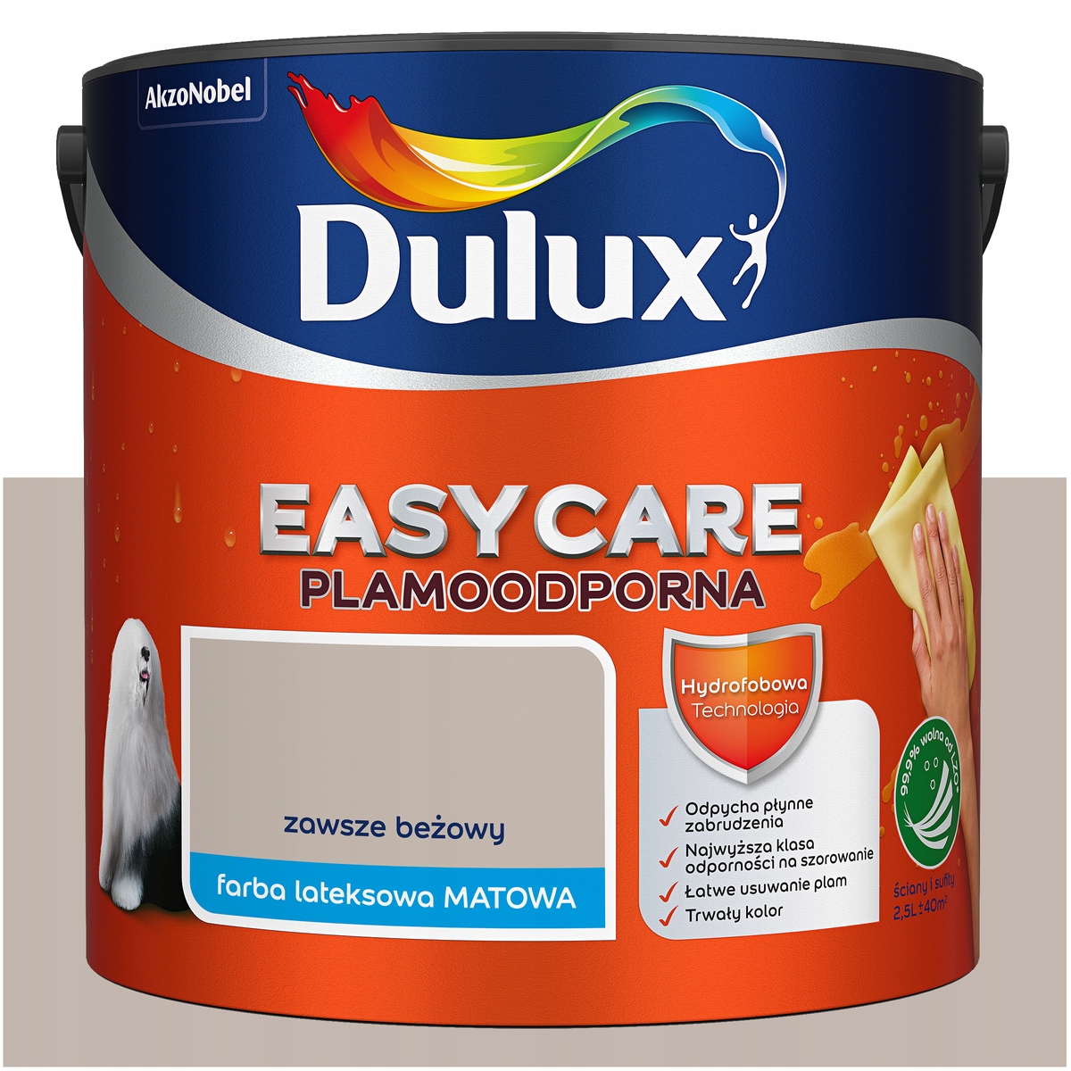 Farba do ścian sufitów Plamoodporna Dulux Easycare Zawsze beżowy 2,5L