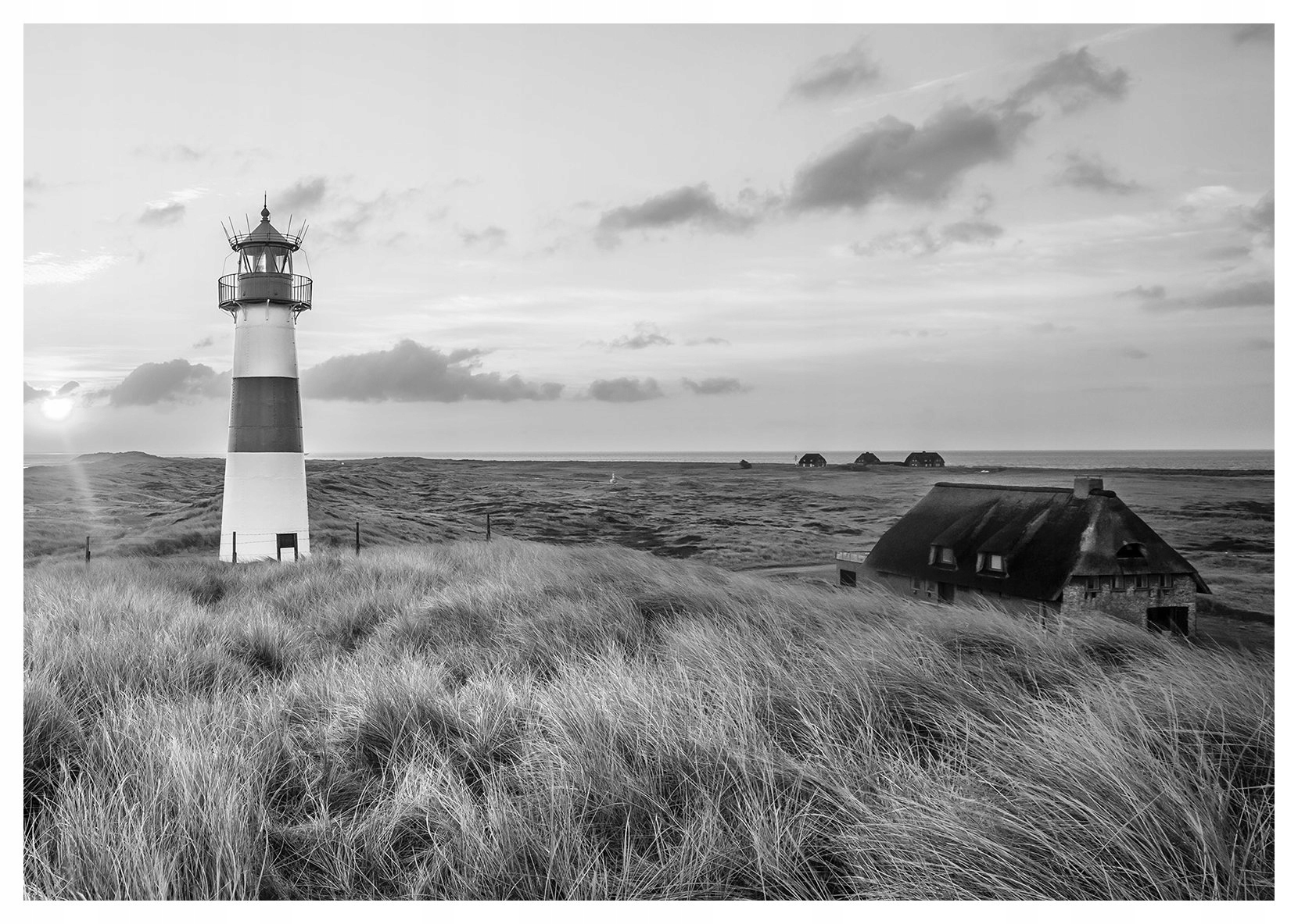 Fototapeta Čiernobiela samota mora a majáku 350x250 lepidlo