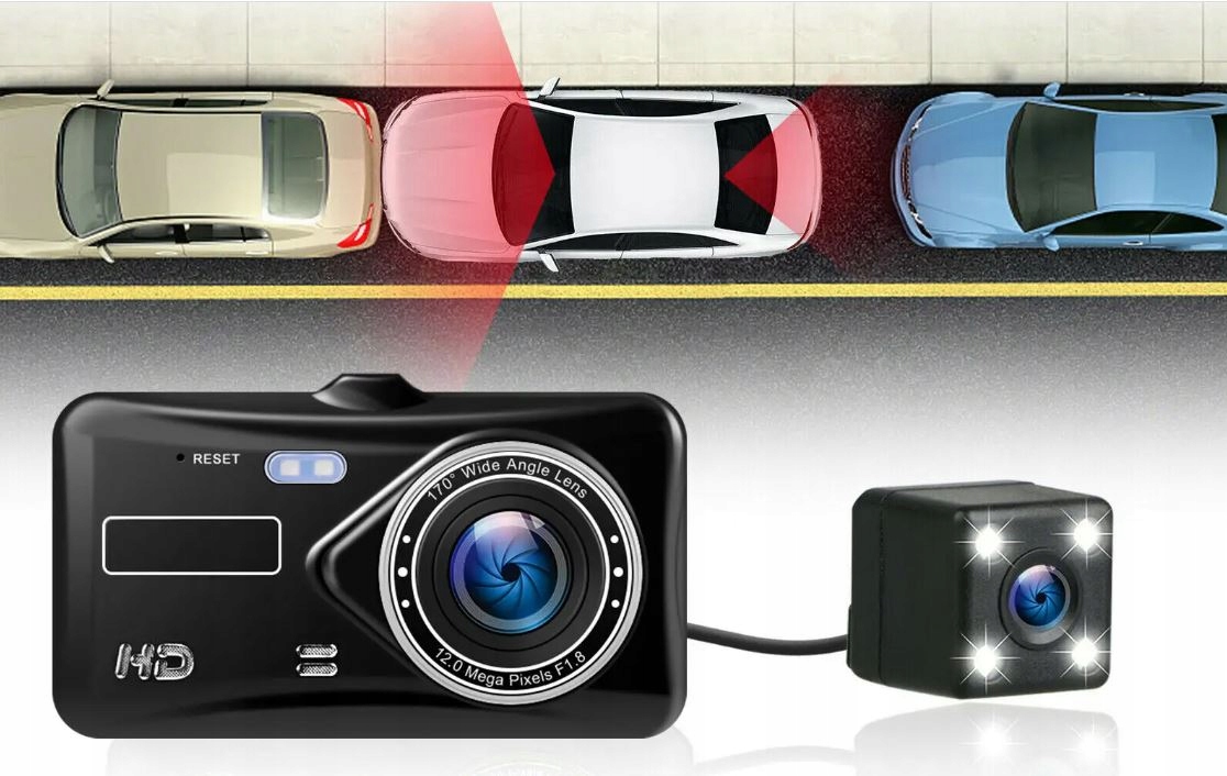 WIDEOREJESTRATOR JAZDY DOTYKOWY PRZÓD TYŁ Menu PL Model WIDEOREJESTRATOR SAMOCHODOWY KAMERA COFANIA