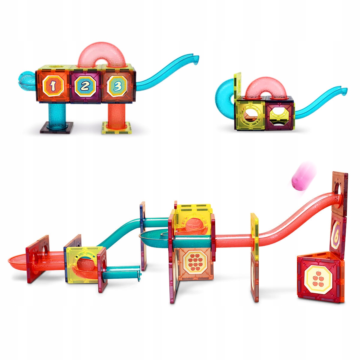 KLOCKI MAGNETYCZNE 101 ELEMENTÓW DUŻY ZESTAW TOR KULKOWY Marka inna