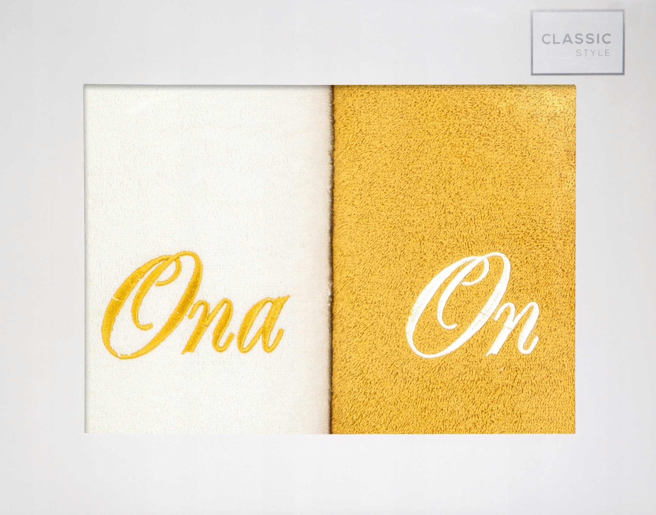 

Komplet Ręczników On Ona kremowy musztardowy