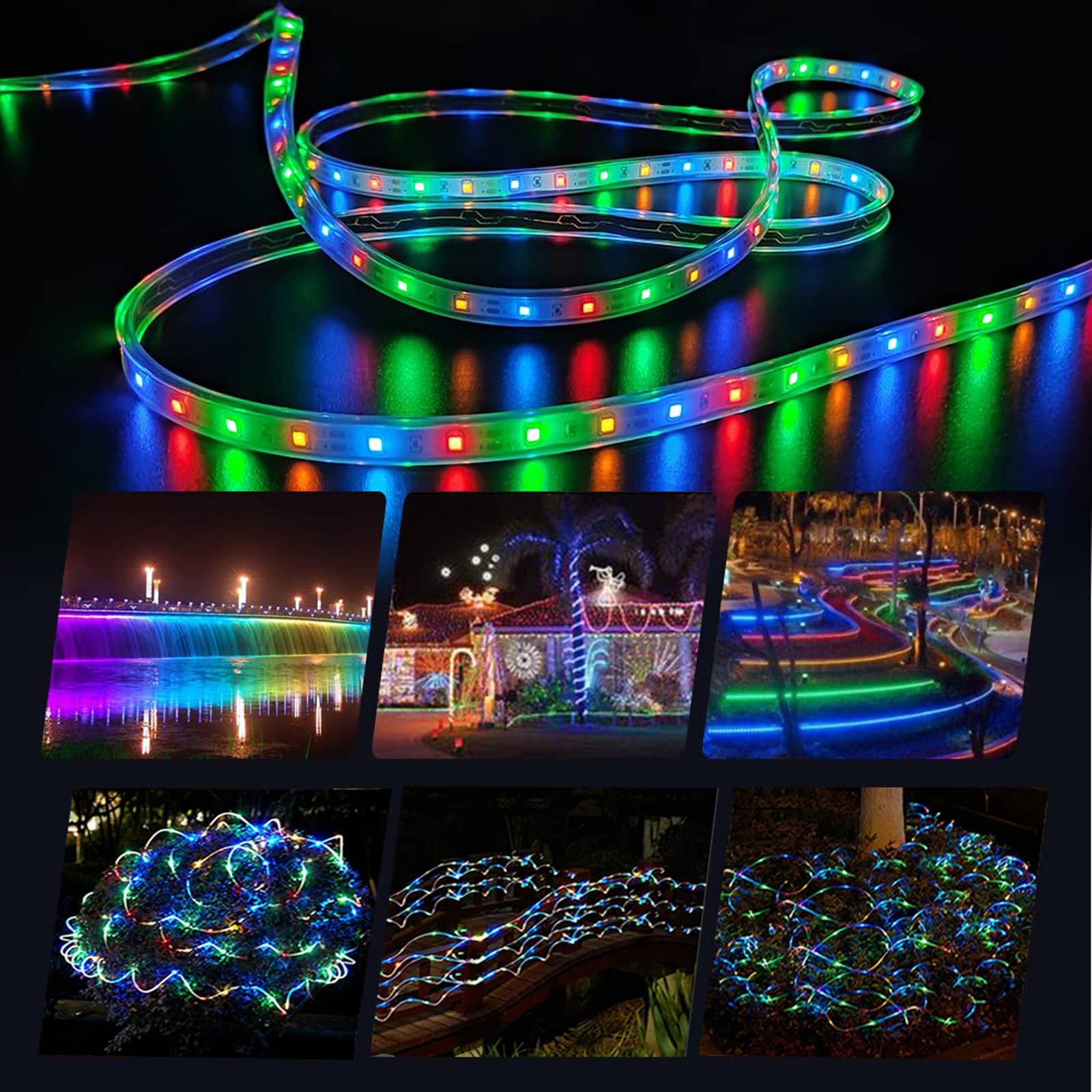 SOLAR LED Pasek Zewnętrzny 5m 280 LED RGB Zmiana Kolorów Wodoodporny — miniatura 4