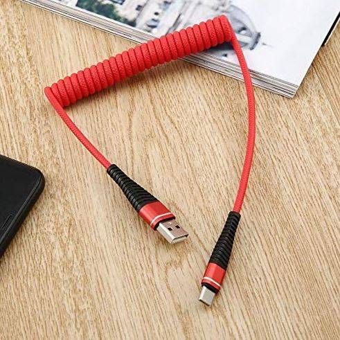 PRZEWÓD TYP C USB 1M ROZCIĄGANY SPRĘŻYNA SPIRALNY Kod producenta AM32-1M-Micro-Red