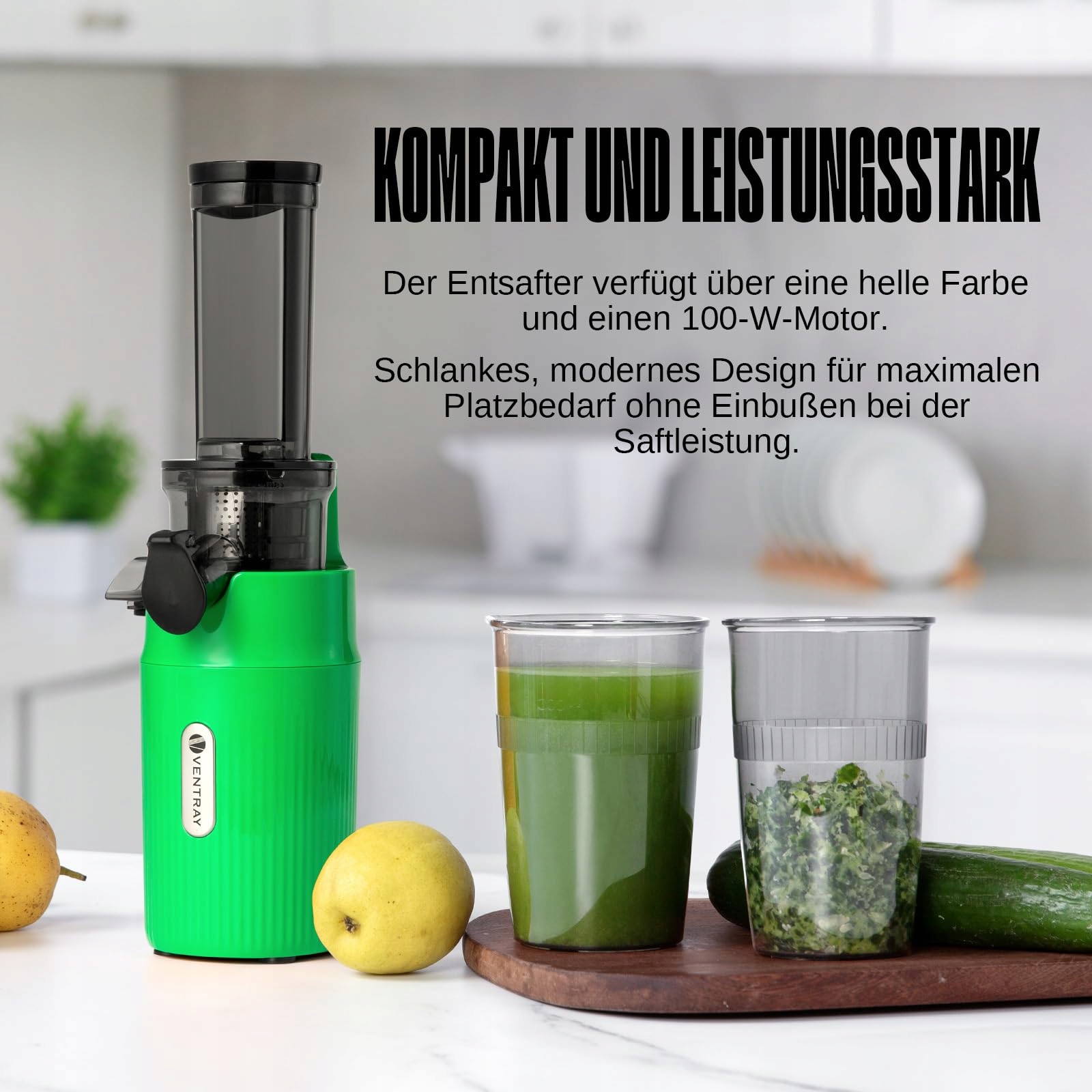 VENTRAY Ginnie Wolnoobrotowa Wyciskarka 60 Umin 45mm BPA Free 100W Zielona — miniatura 9