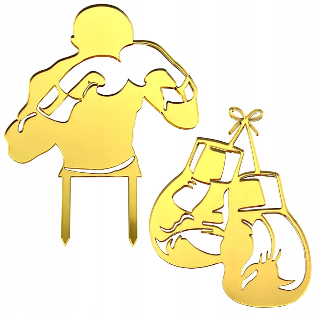 Levně Dekorace na na dort pro boxera, pěstitele, boxerské rukavice, zlaté toppery