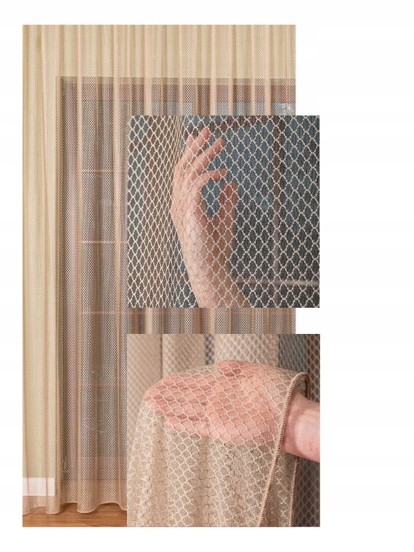 Záclona Světle béžová Elegantní síťovina Moderní na pásku 290x150