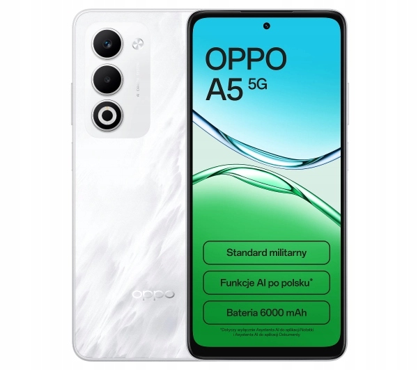 Smartfon Oppo A5 5G 4/128GB 6,67" 6000mAh IP65 120Hz 50Mpix Biały