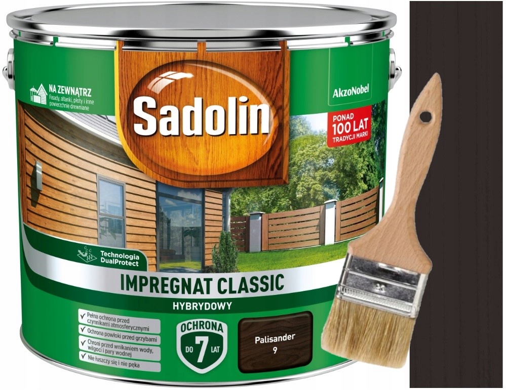 

Sadolin Classic Impregnat 9L Palisander Pędzel
