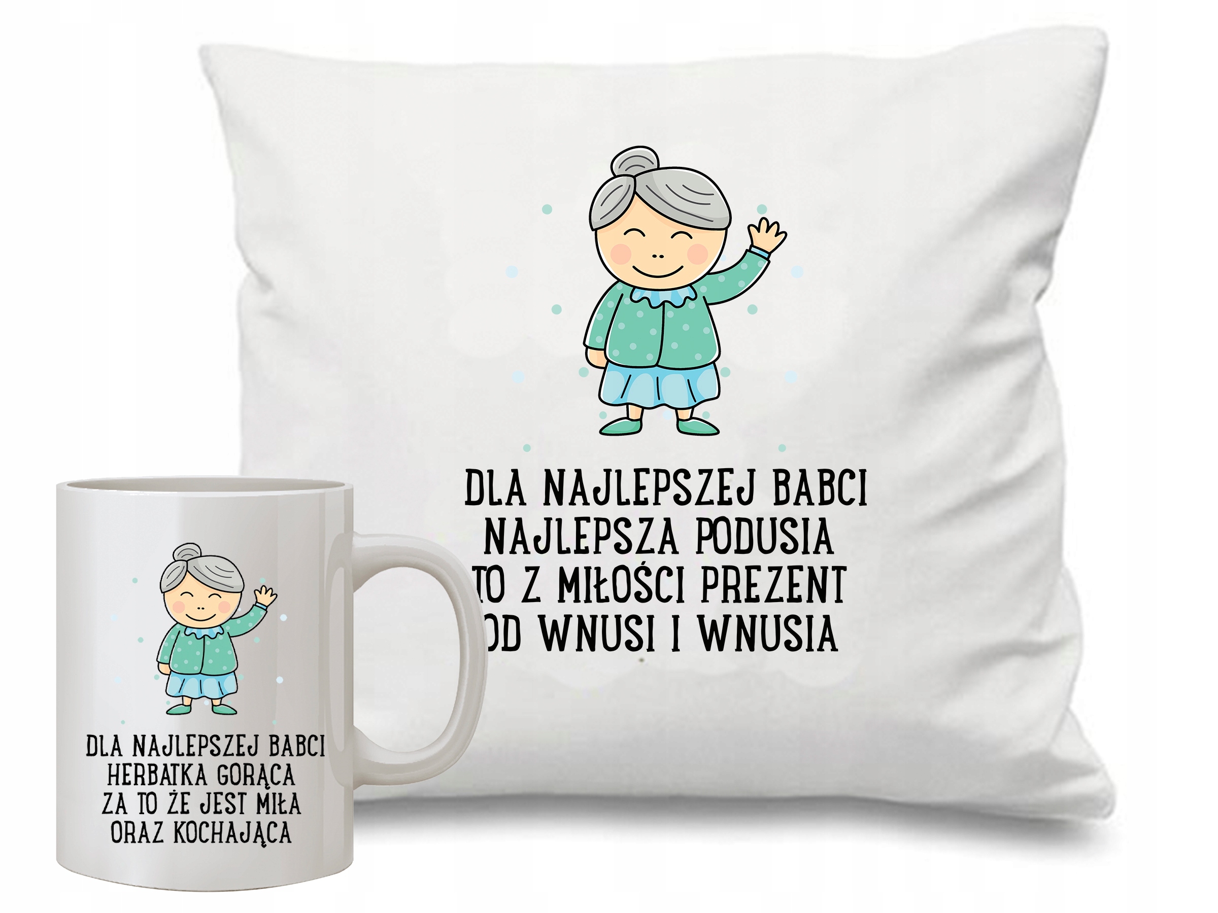 

Komplet Poduszka Kubek Dzień Babci Dziadka Prezent