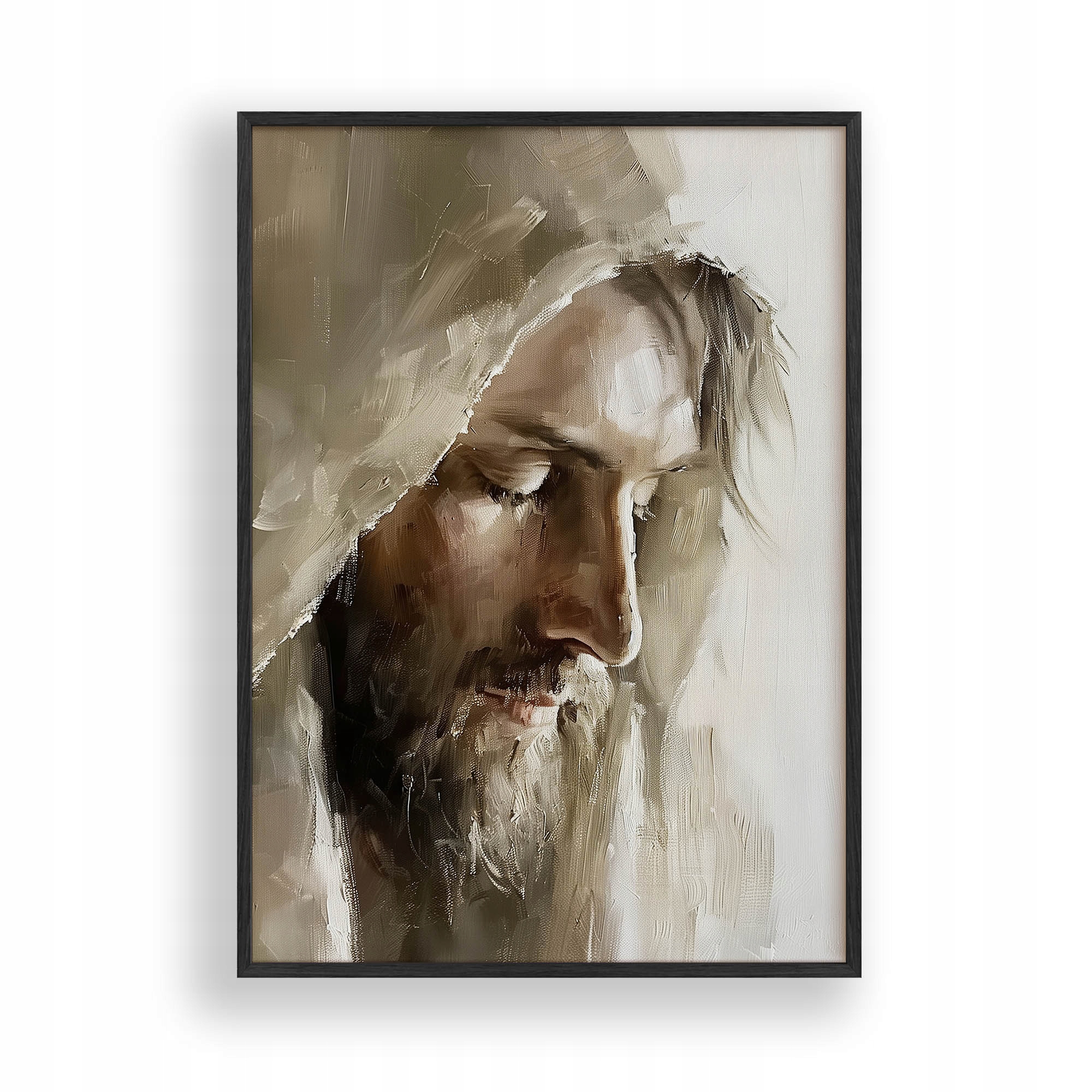 Obraz Tvář Ježíše Plakát Rámeček Dřevěný Černý 30x42 cm