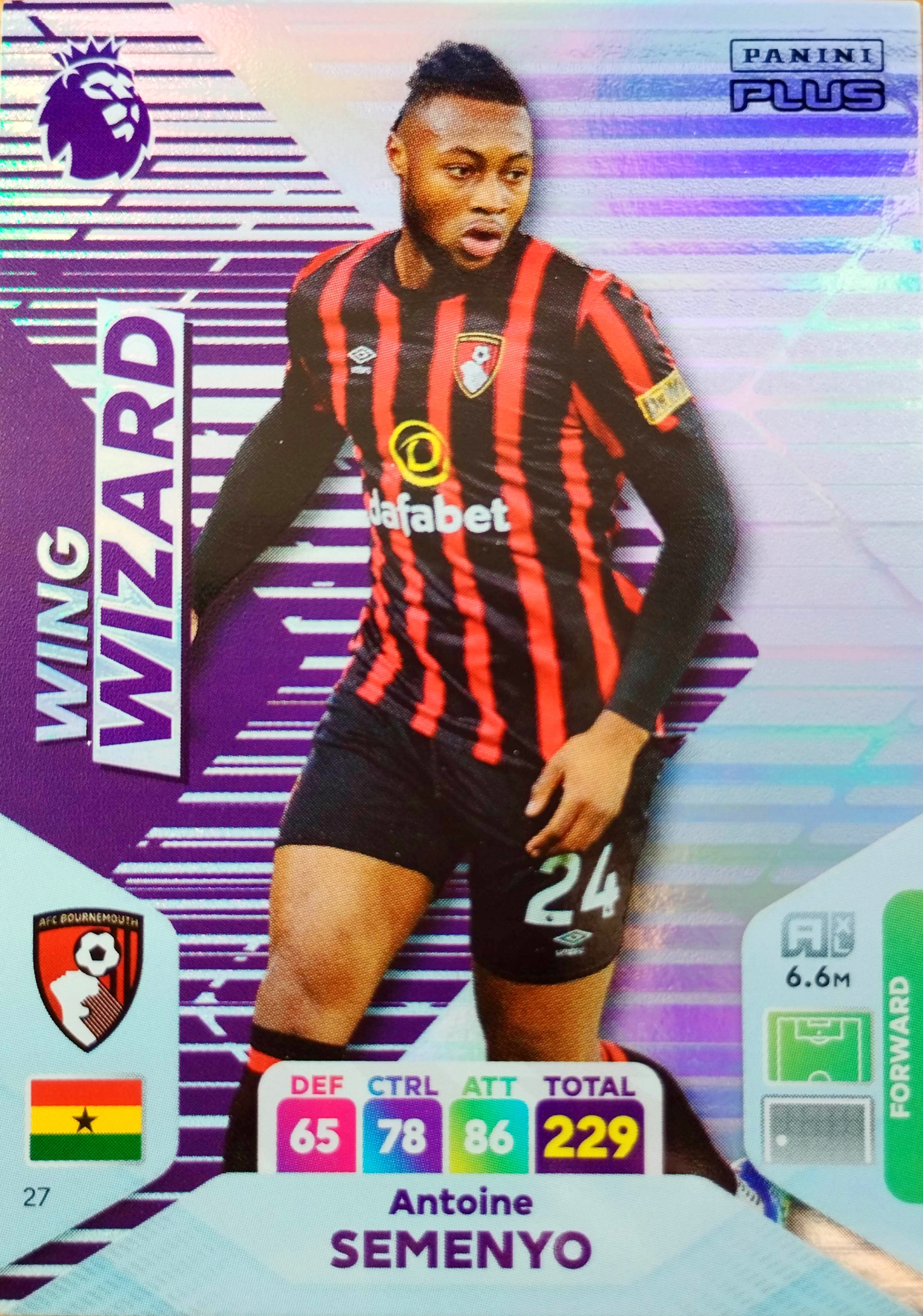Panini Premier League 2024 Plus Wing Wizard 27 Antoine Semenyo Bournemouth
