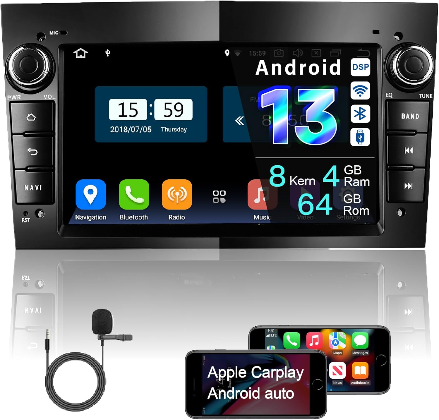 Automobilové rádio Amaseaudio kompatibilní s Opelem