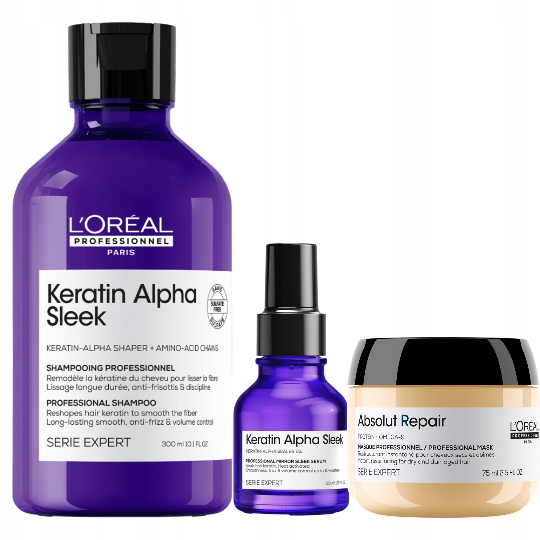 L'Oréal Keratin Alpha Sleek šampon sérum pro krepaté vlasy Dárek