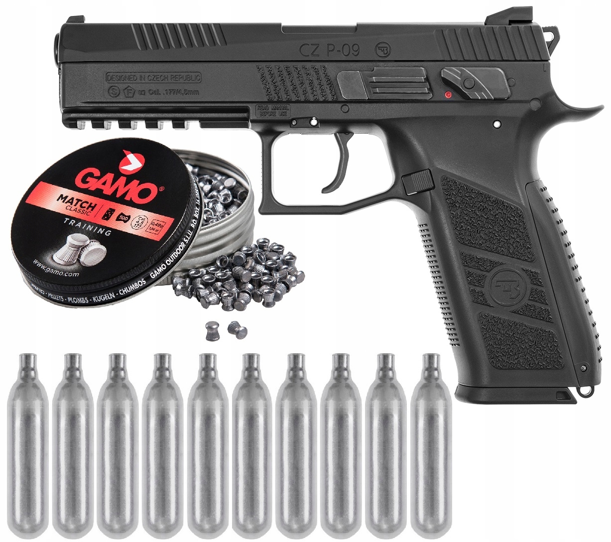 Wiatrówka ASG CZ P09 CO2 GBB 4,5 ZESTAW ŚRUT+CO2 17537 12771786007