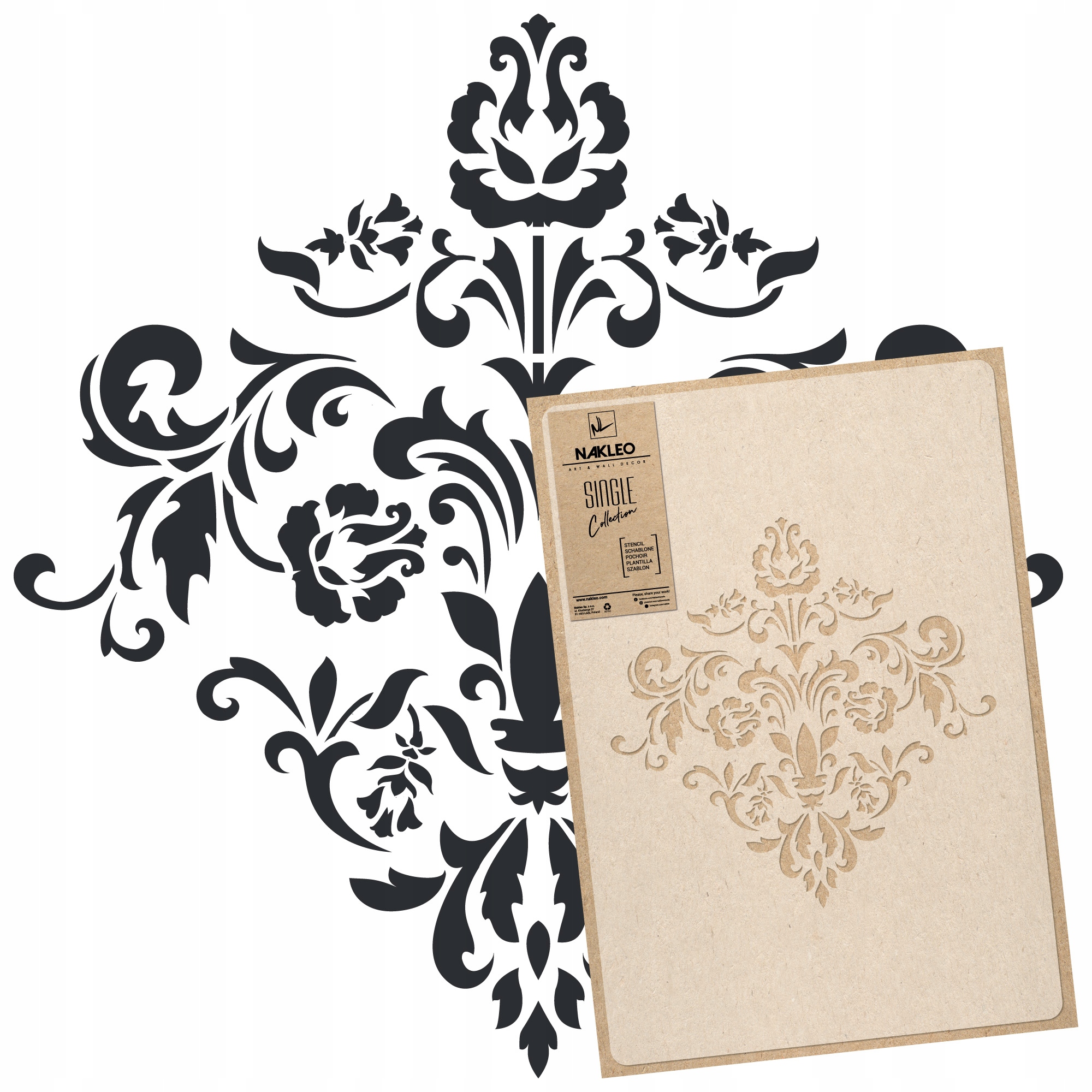 Szablon Malarski WIELOKROTNY M 43x64cm WZÓR Adamaszek ORNAMENT DAMASCEŃSKI