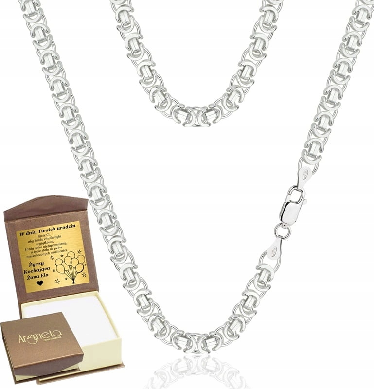 Łańcuszek Srebrny Męski Pełny Diamentowany Splot Królewski 5,70 MM Szeroki