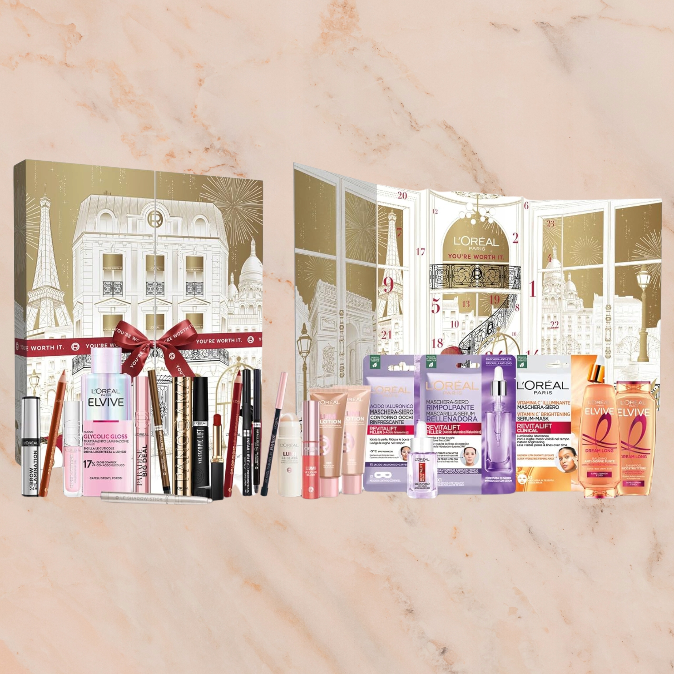 Адвент-календарь L'Oreal Paris 24 Beauty Highlights, 24 средства для макияжа и ухода за лицом и волосами — фото 5