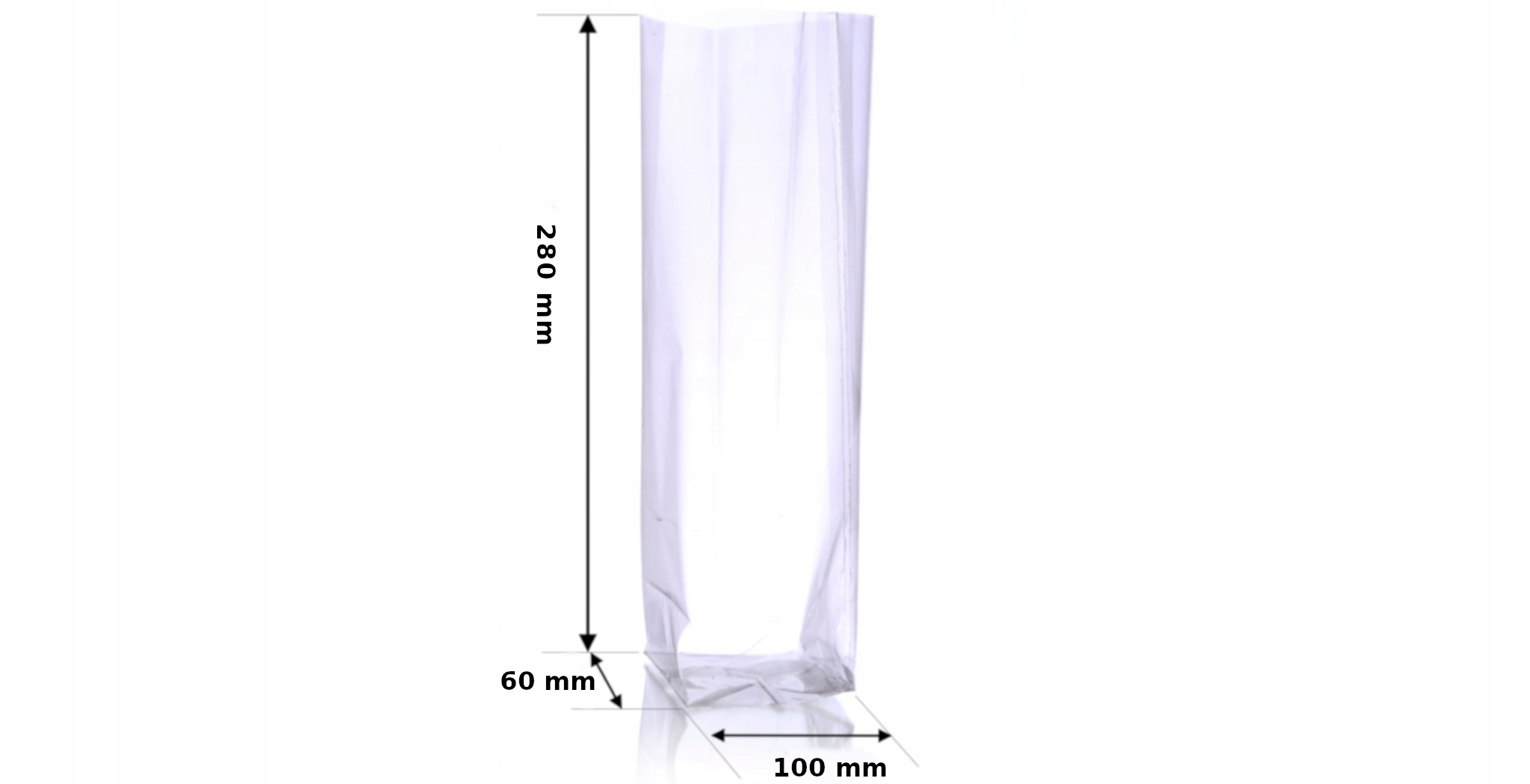 Woreczki torebki foliowe celofanowe 280 x 60 x 100 - 100 sztuk EAN (GTIN) 5905753735160