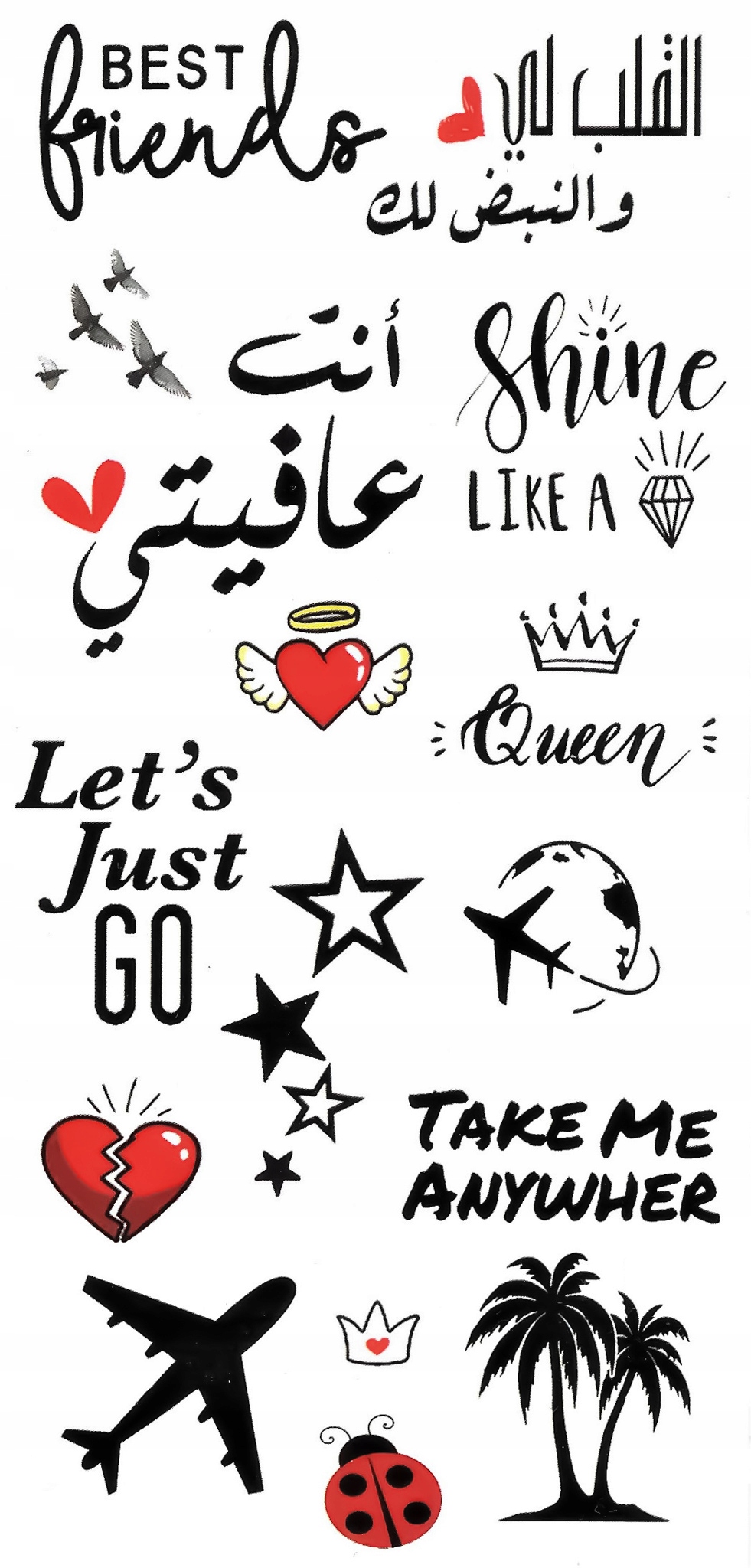 

Tatuaże dla dzieci mix samolot biedronka korona