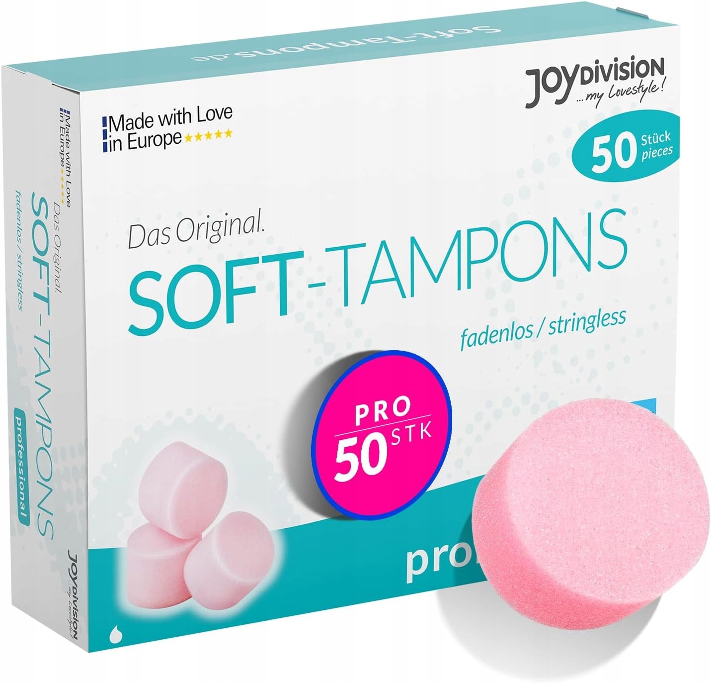 Joydivision Soft-Tampons Tampony Gąbki Menstruacyjne Bez Sznurka 50 szt.