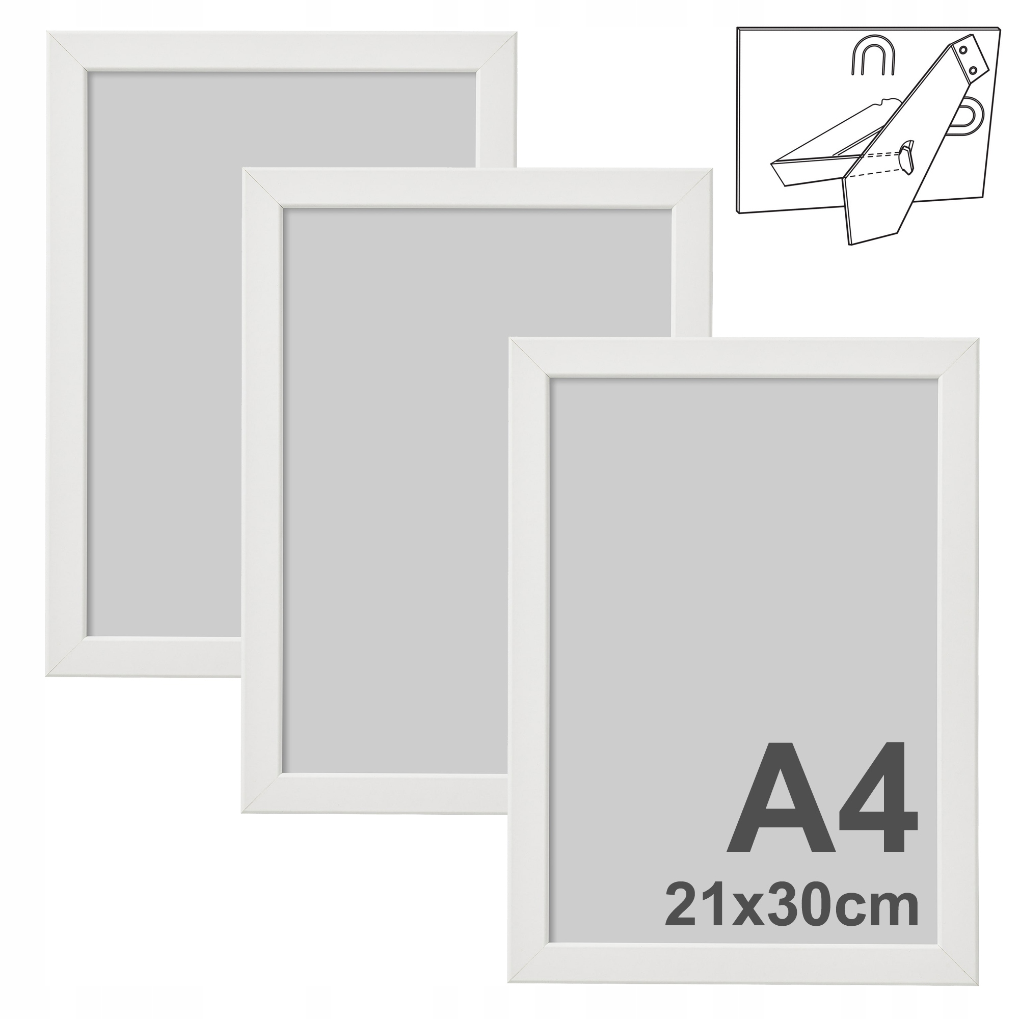 

Ikea Fiskbo 3x Ramka na zdjęcia A4 21x30cm Biała