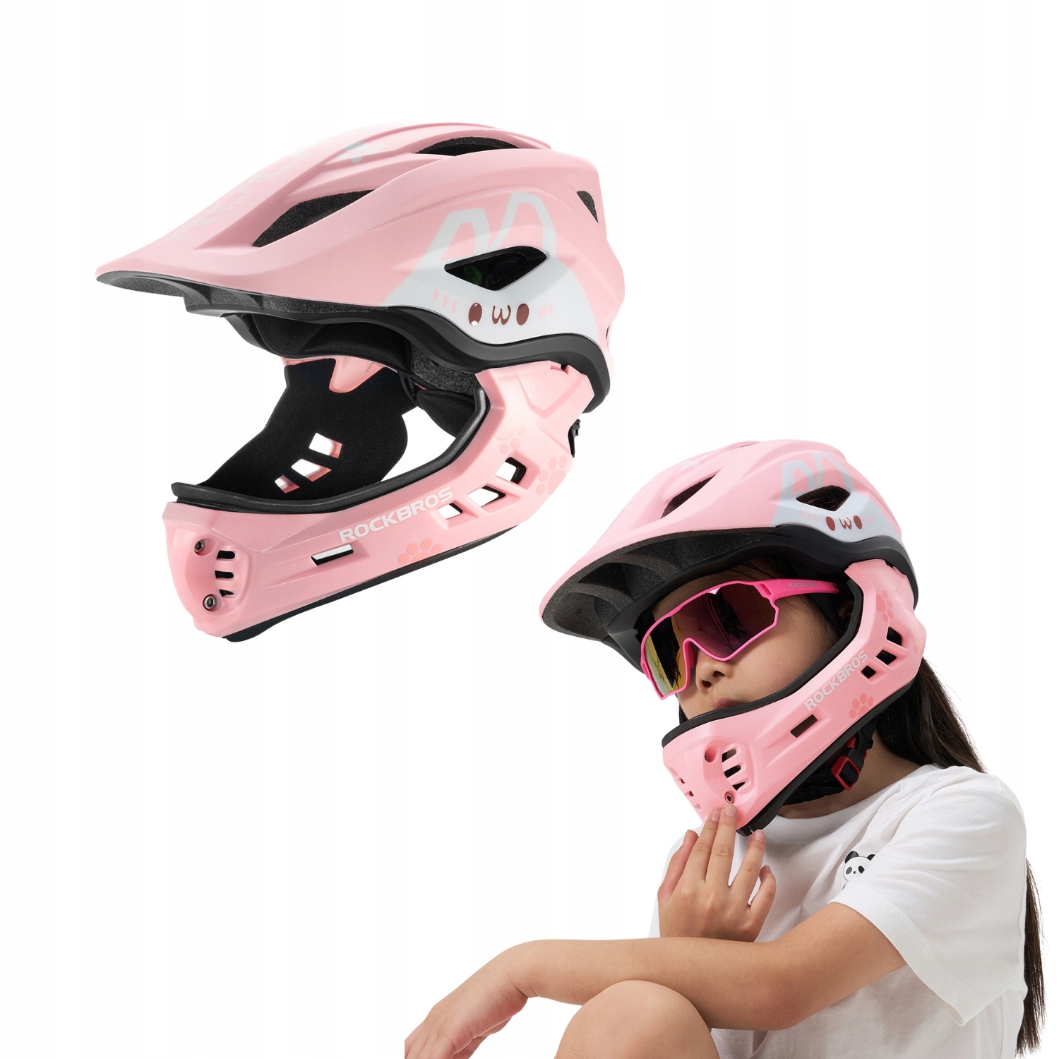 Dětská Cyklistická Přilba Rockbros Full Face, Velikost M S Odnímatelnou Čelistí