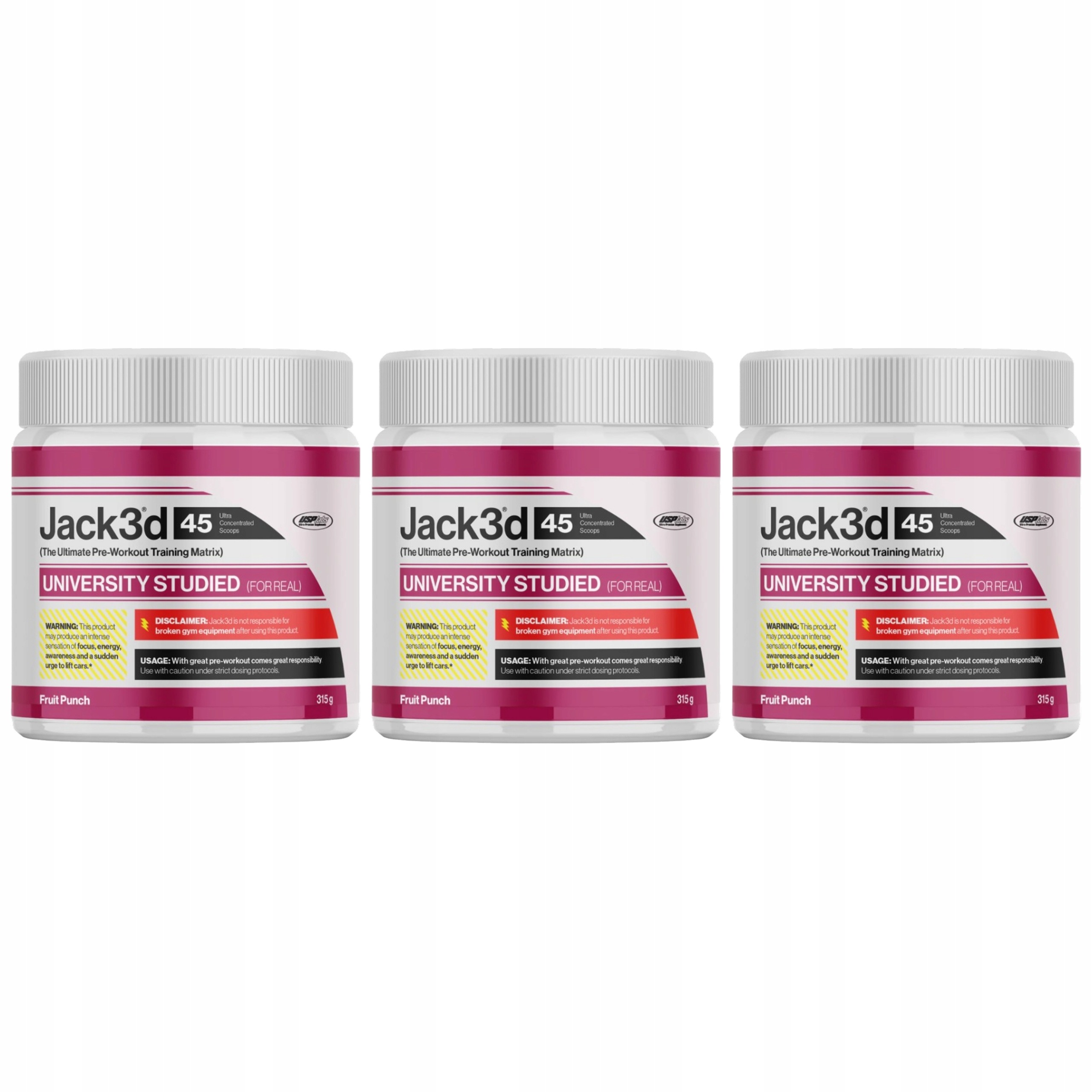 3x Předtréninková pumpa Usp Labs Jack3d 315 g Energie Citrulin Kofeinová pumpa