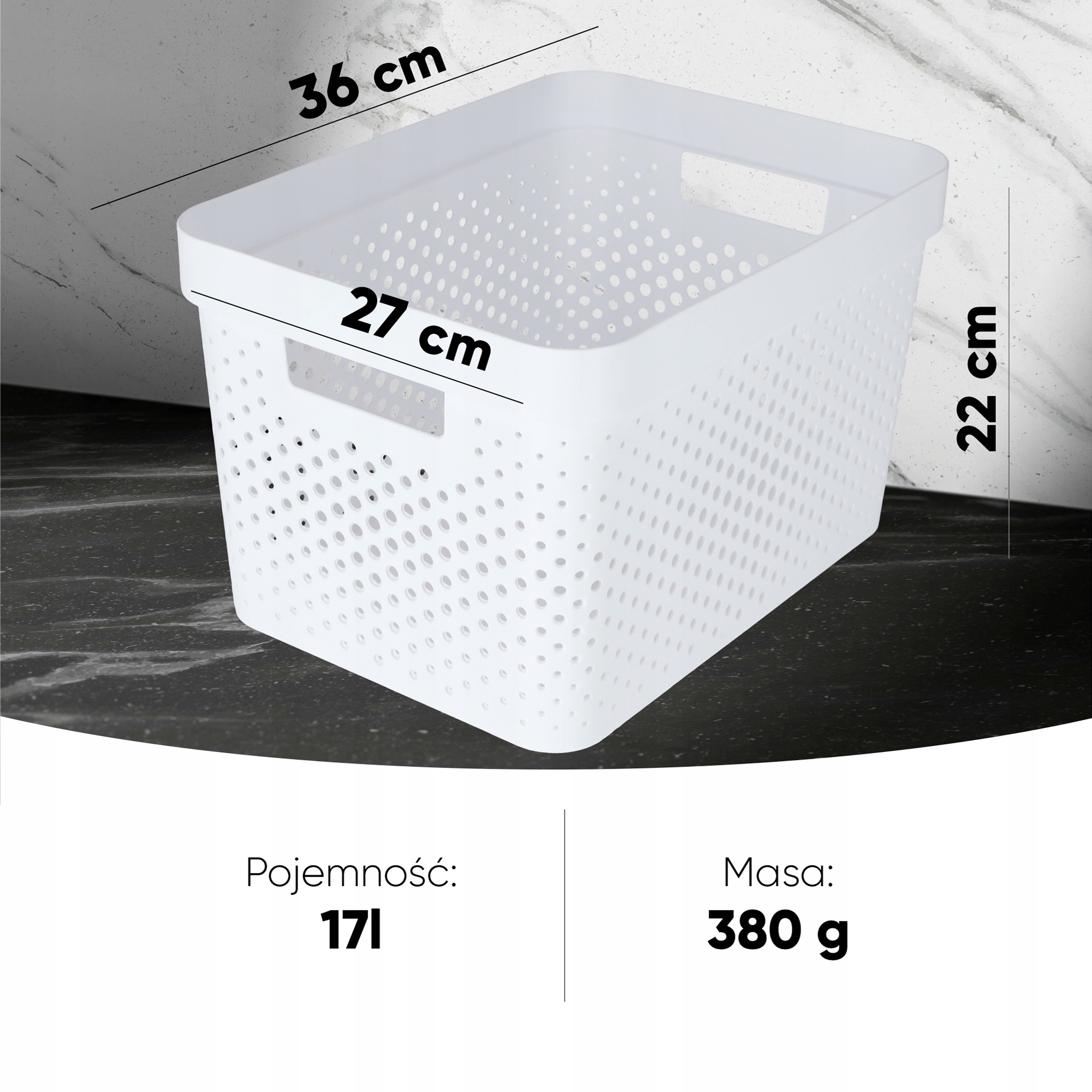 CURVER POJEMNIK PUDEŁKO AŻUROWE EKO 17 L BIAŁY Marka Curver