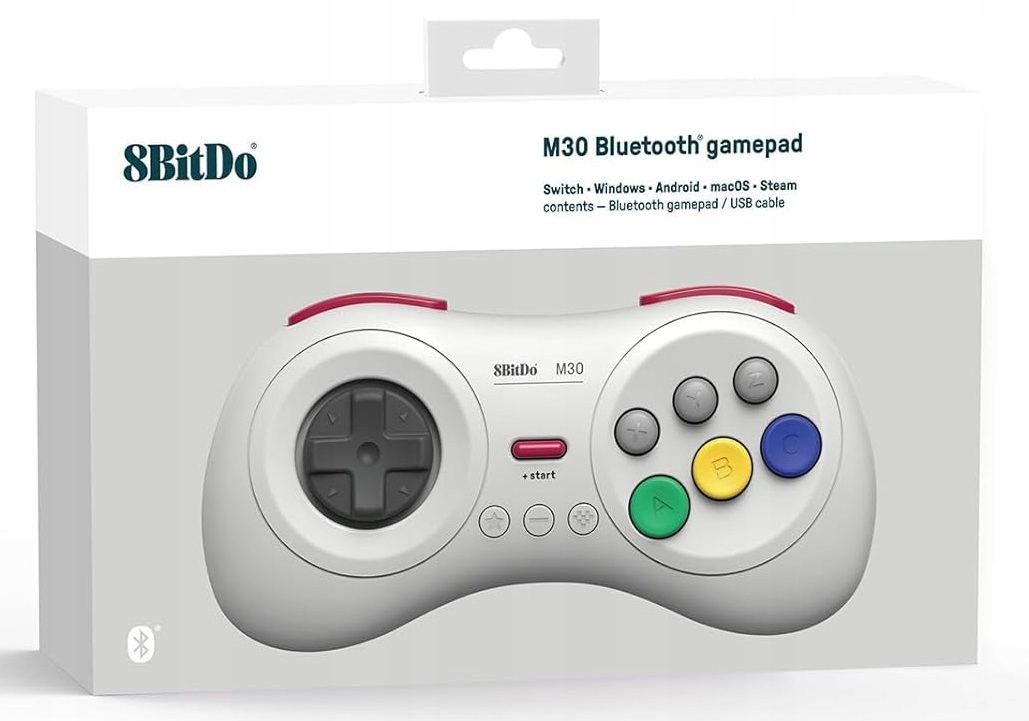 8BitDo M30 Bt White Bezdrátový Ovladač Pc Switch RPi