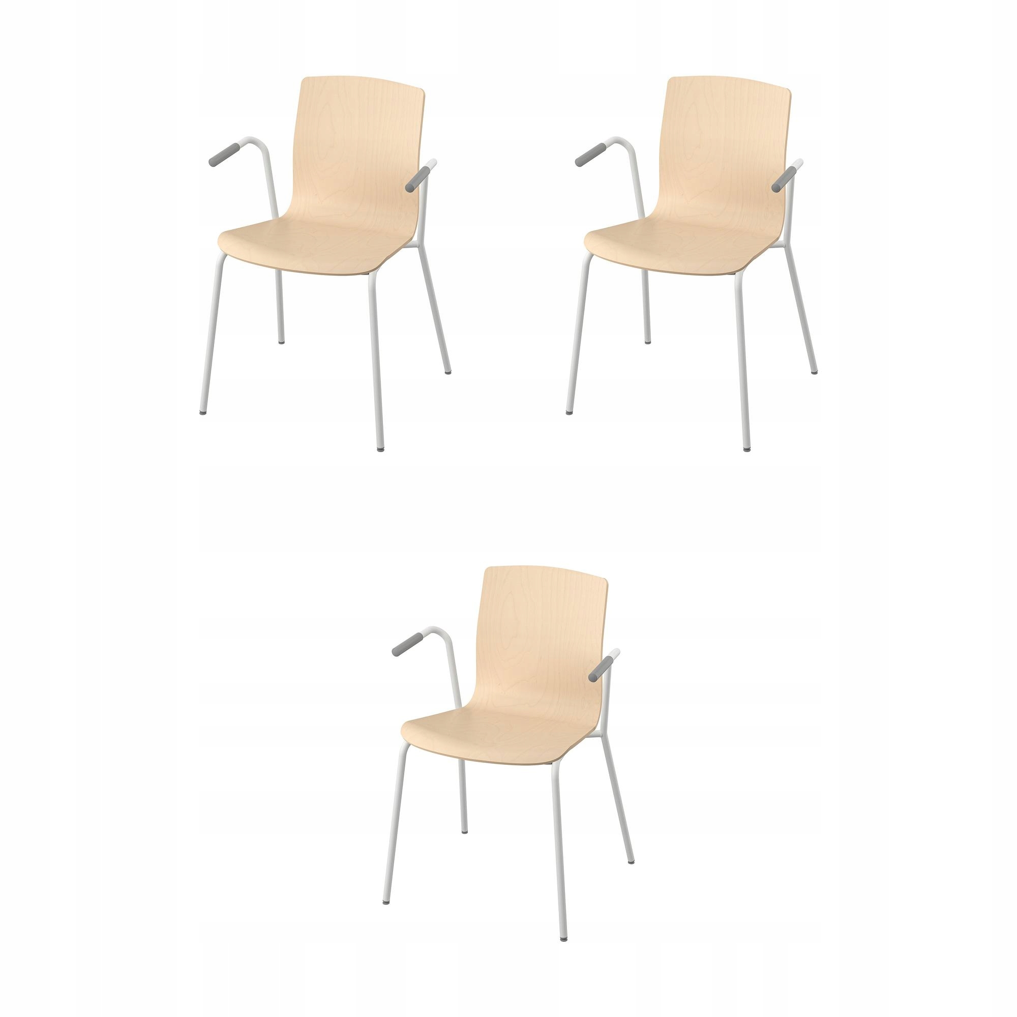3 szt. Krzesło konferencyjne Laktare brzoza białe ergonomiczne